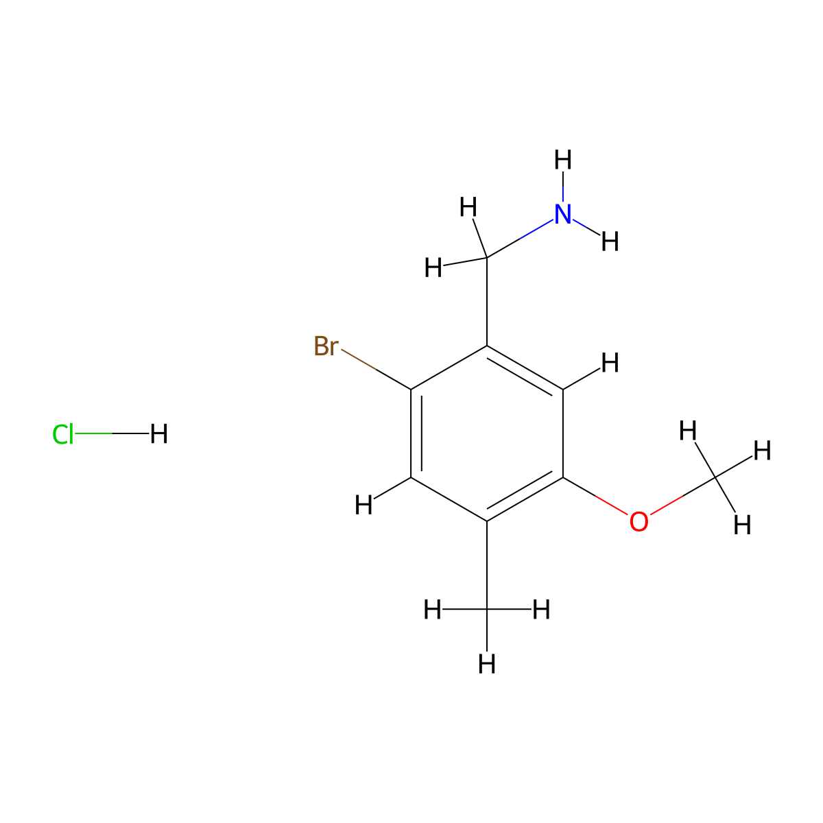1-(2-Bromo-5-methoxy-4-methylphenyl)methanamine hydrochloride molecular structure, CAS 2763775-97-7