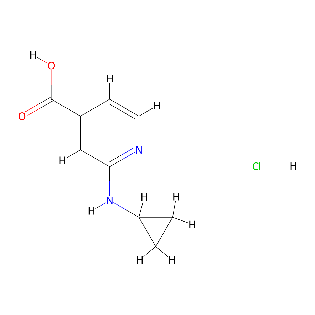 2-(Cyclopropylamino)pyridine-4-carboxylic acid hydrochloride molecular structure, CAS 2763776-00-5