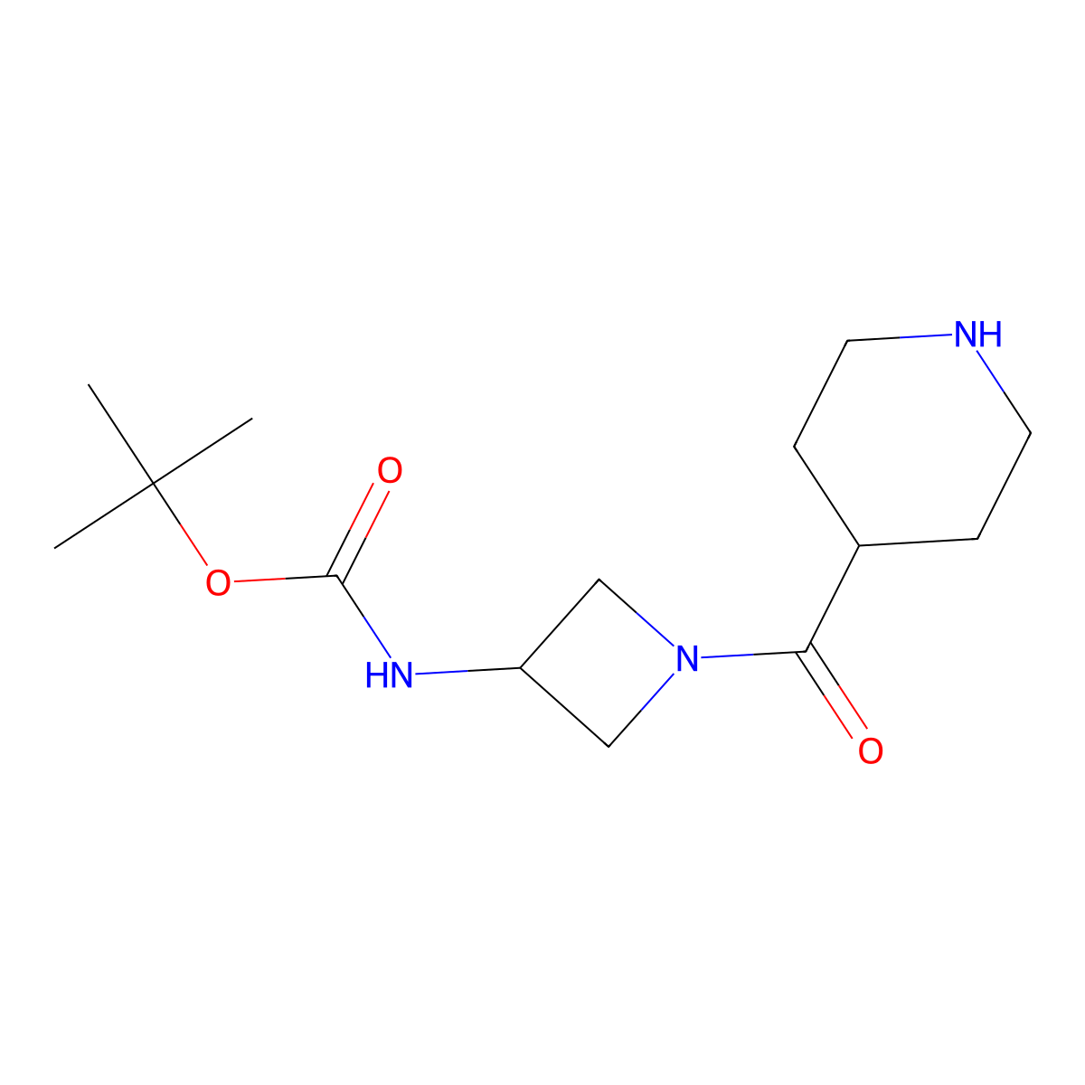 tert-butyl N-[1-(piperidine-4-carbonyl)azetidin-3-yl]carbamate molecular structure, CAS 2763776-03-8