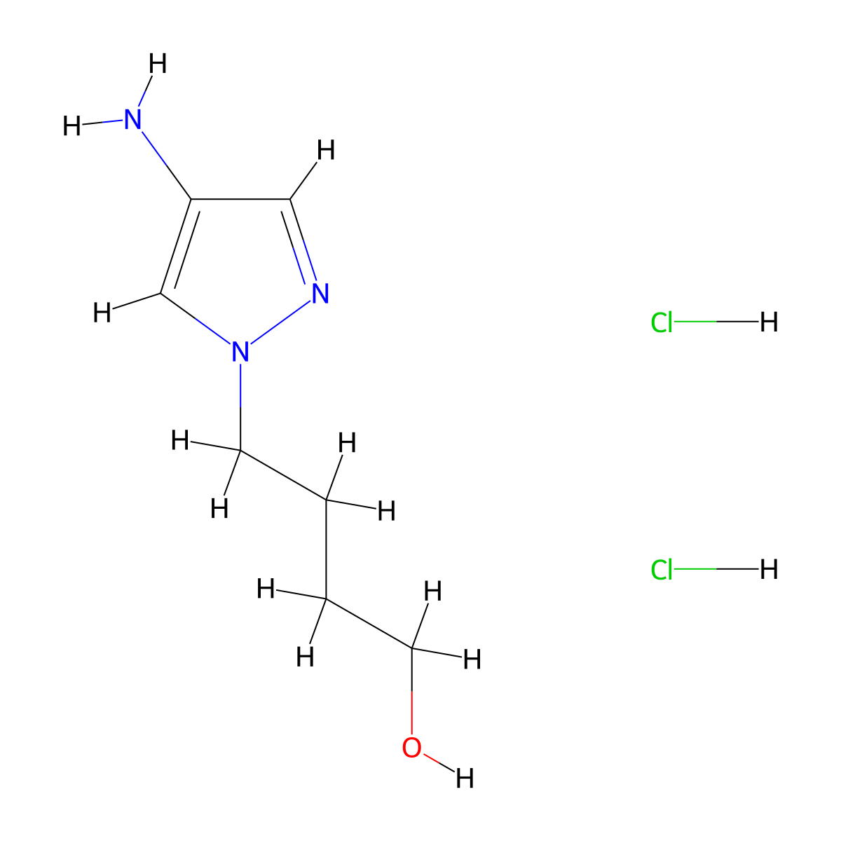 4-(4-amino-1H-pyrazol-1-yl)butan-1-ol dihydrochloride molecular structure, CAS 2763776-06-1