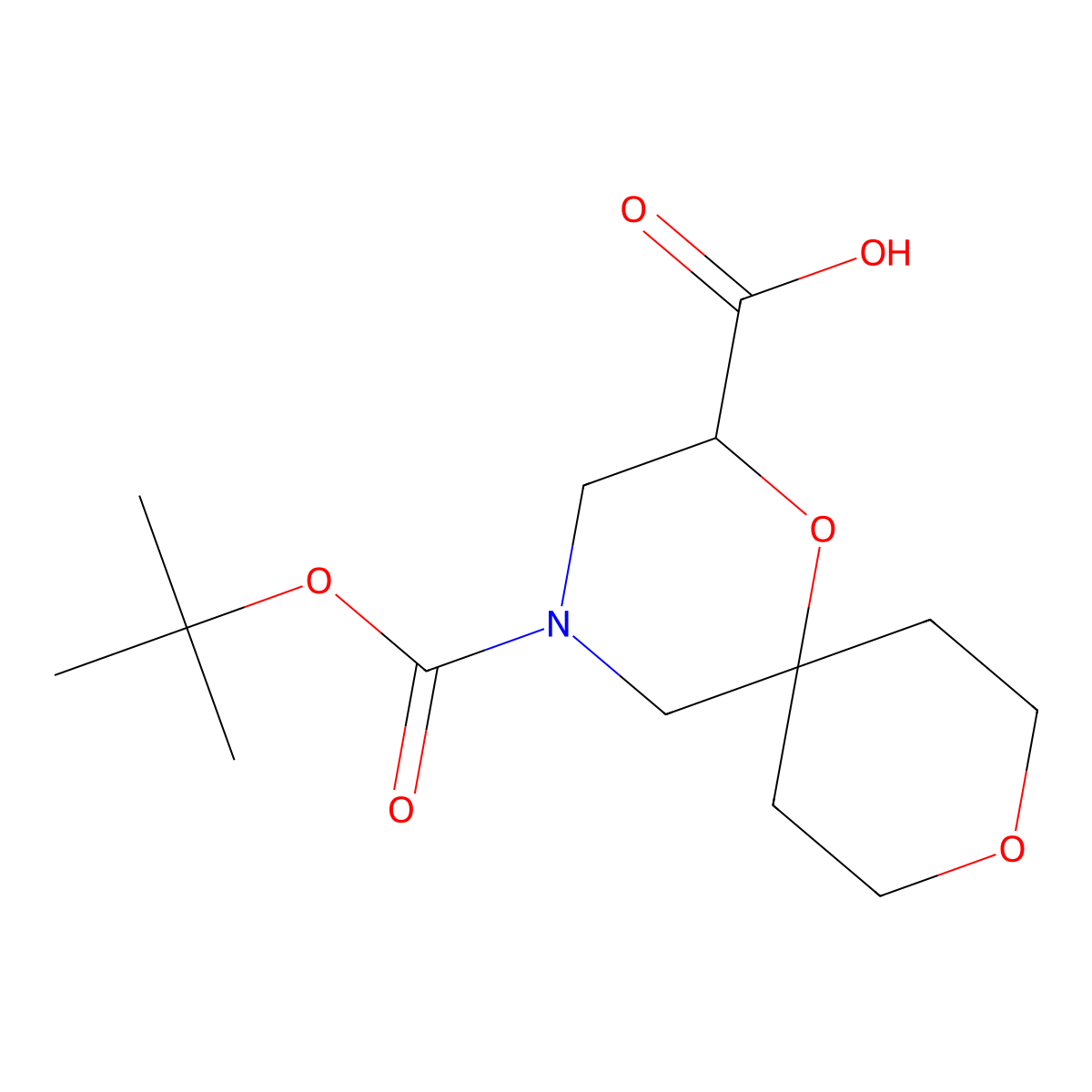 4-[(Tert-butoxy)carbonyl]-1,9-dioxa-4-azaspiro[5.5]undecane-2-carboxylic acid molecular structure, CAS 2763776-12-9