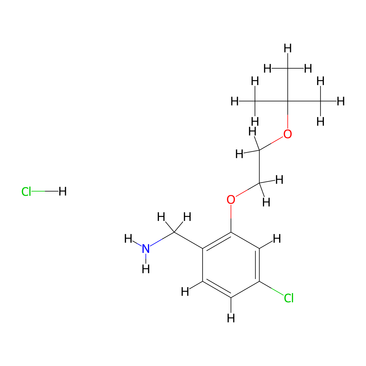 1-{2-[2-(Tert-butoxy)ethoxy]-4-chlorophenyl}methanamine hydrochloride molecular structure, CAS 2763776-13-0