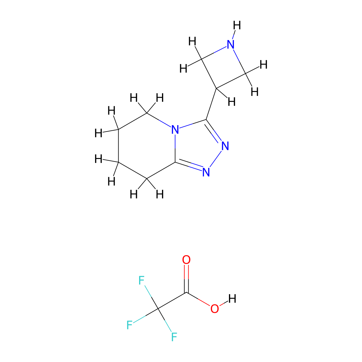 3-{5H,6H,7H,8H-[1,2,4]triazolo[4,3-a]pyridin-3-yl}azetidine, trifluoroacetic acid molecular structure, CAS 2763776-15-2