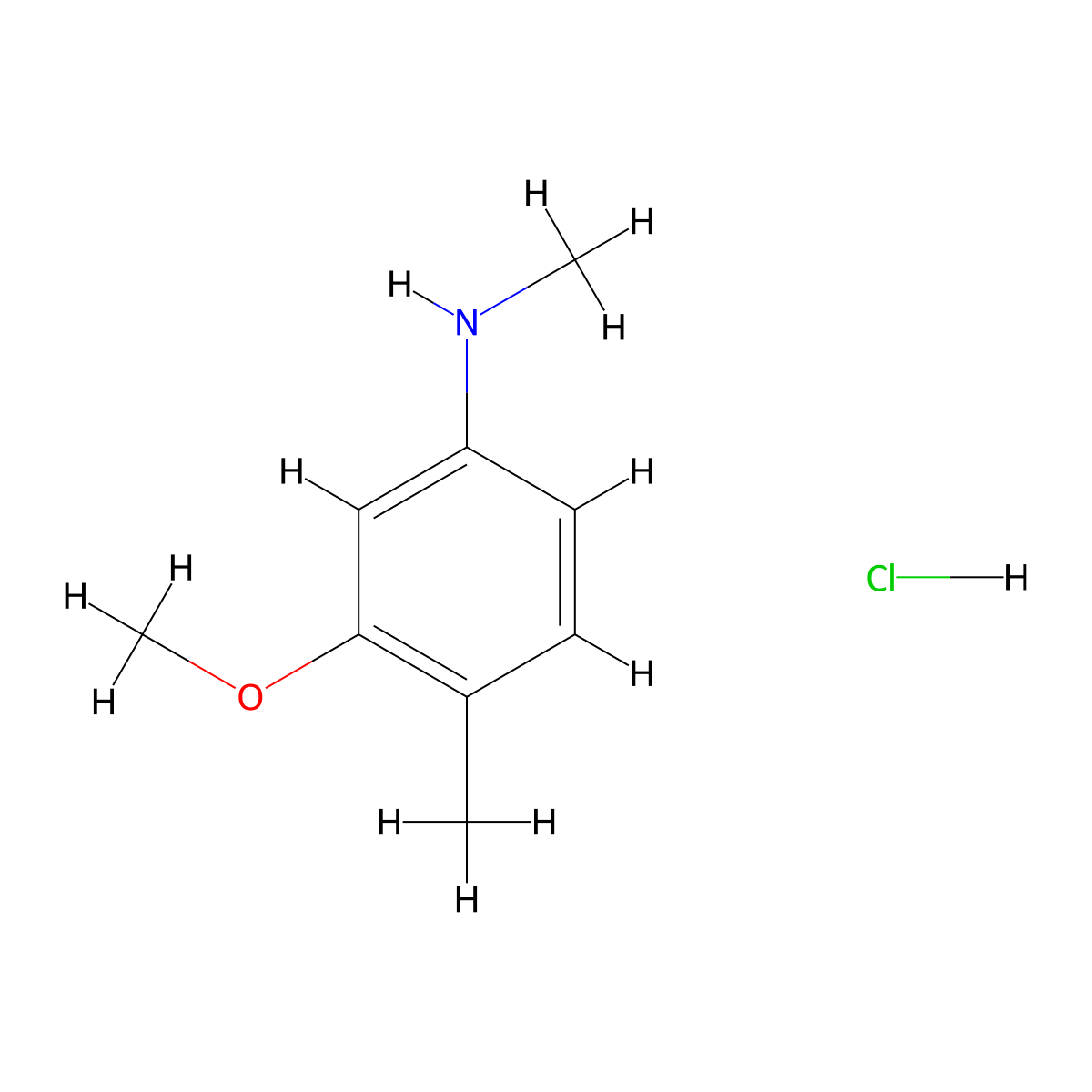 3-methoxy-N,4-dimethylaniline hydrochloride molecular structure, CAS 2763776-23-2
