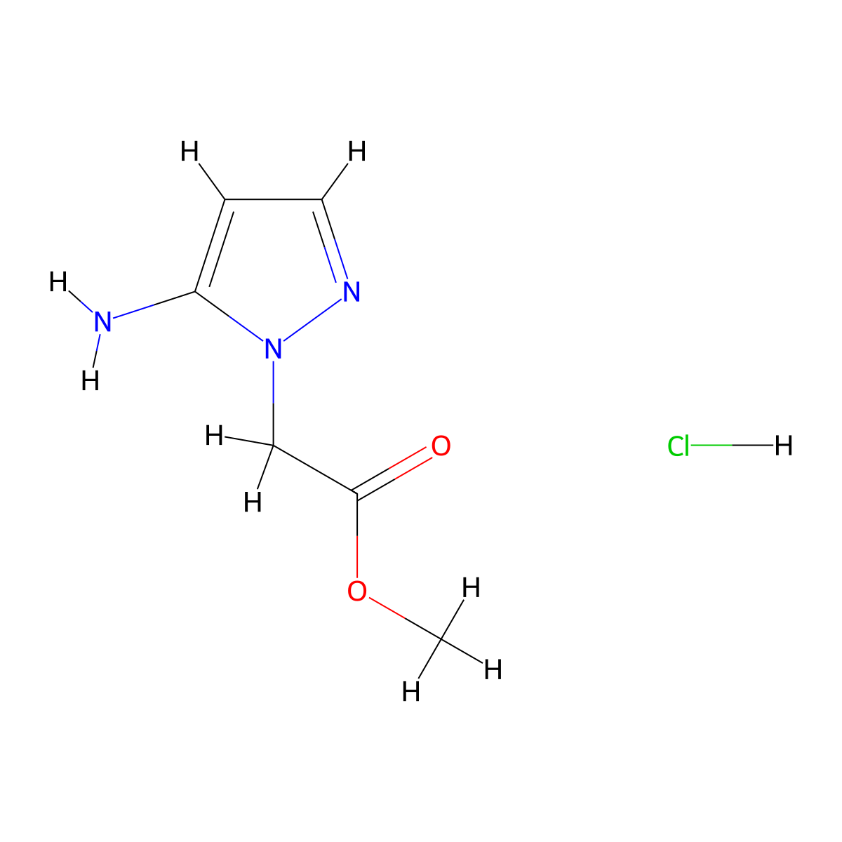 methyl 2-(5-amino-1H-pyrazol-1-yl)acetate hydrochloride molecular structure, CAS 2763776-24-3