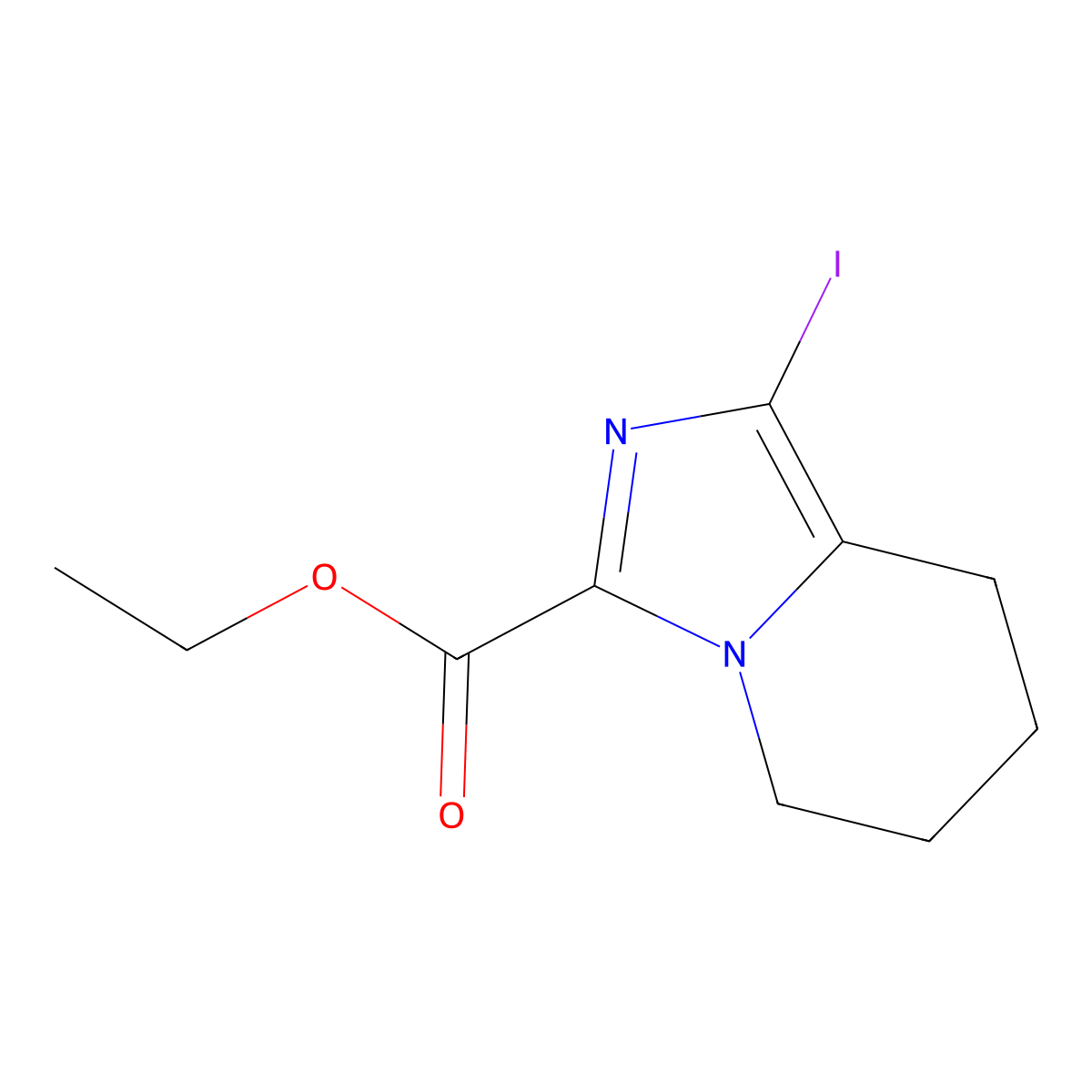 ethyl 1-iodo-5H,6H,7H,8H-imidazo[1,5-a]pyridine-3-carboxylate molecular structure, CAS 2763776-31-2
