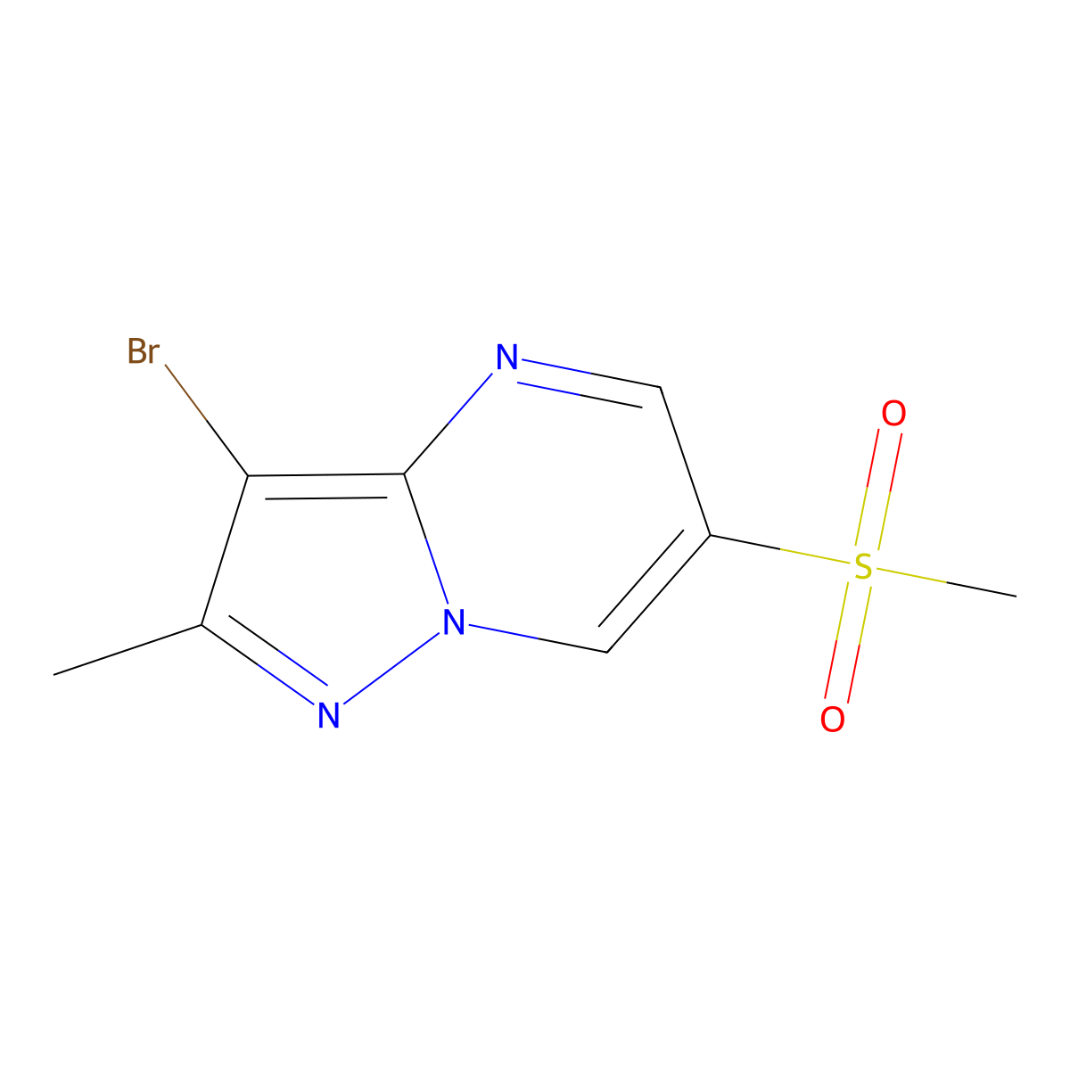 3-Bromo-6-methanesulfonyl-2-methylpyrazolo(1,5-a)pyrimidine molecular structure, CAS 2763776-46-9