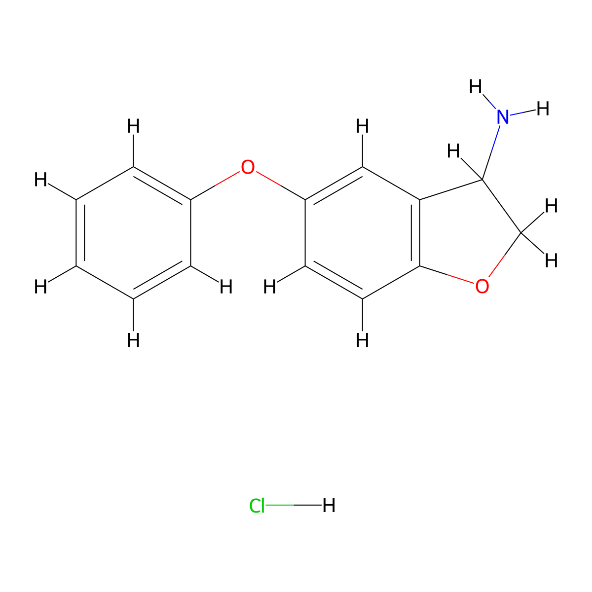 5-Phenoxy-2,3-dihydro-1-benzofuran-3-amine hydrochloride molecular structure, CAS 2763776-55-0