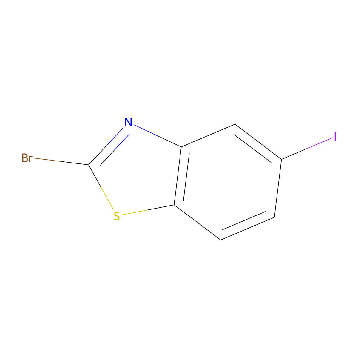 2-Bromo-5-iodo-1,3-benzothiazole molecular structure, CAS 2763776-60-7