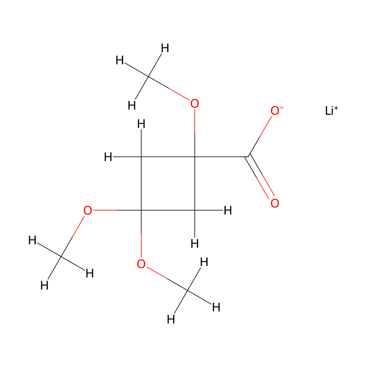 Lithium(1+) 1,3,3-trimethoxycyclobutane-1-carboxylate molecular structure, CAS 2763776-64-1