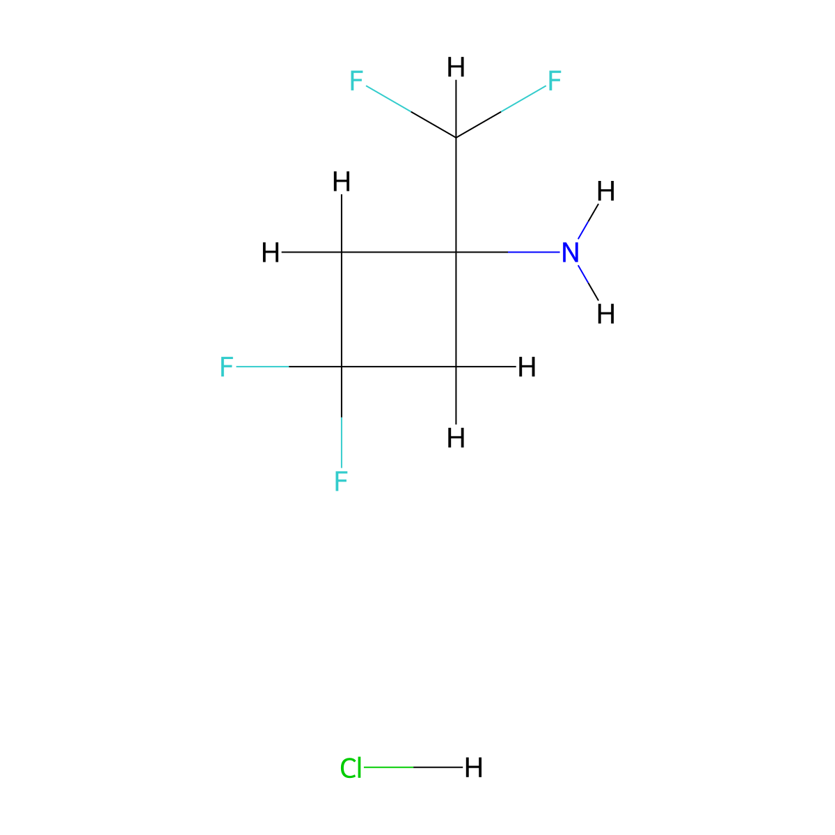 1-(Difluoromethyl)-3,3-difluorocyclobutan-1-amine hydrochloride molecular structure, CAS 2763776-70-9