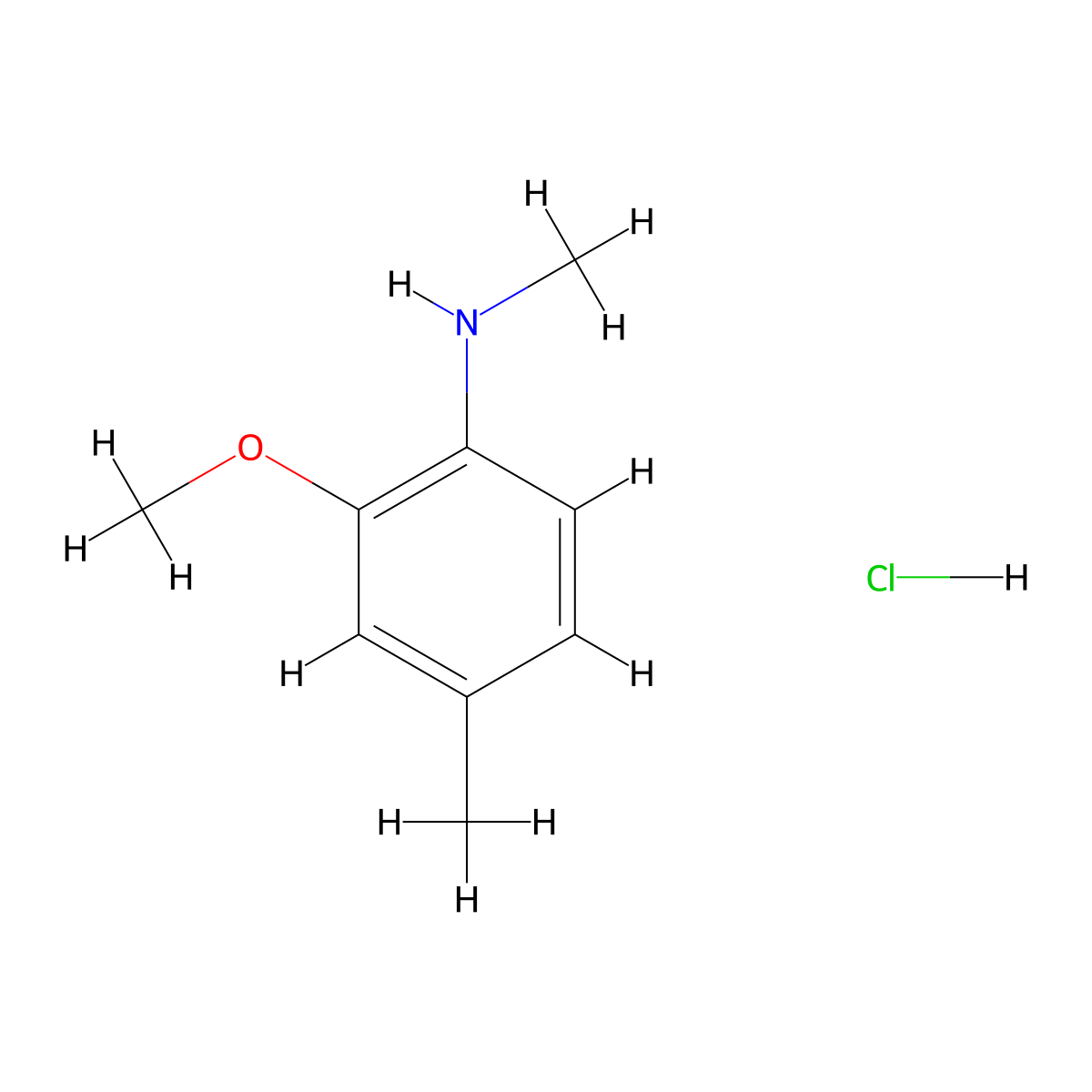 2-methoxy-N,4-dimethylaniline hydrochloride molecular structure, CAS 2763776-73-2