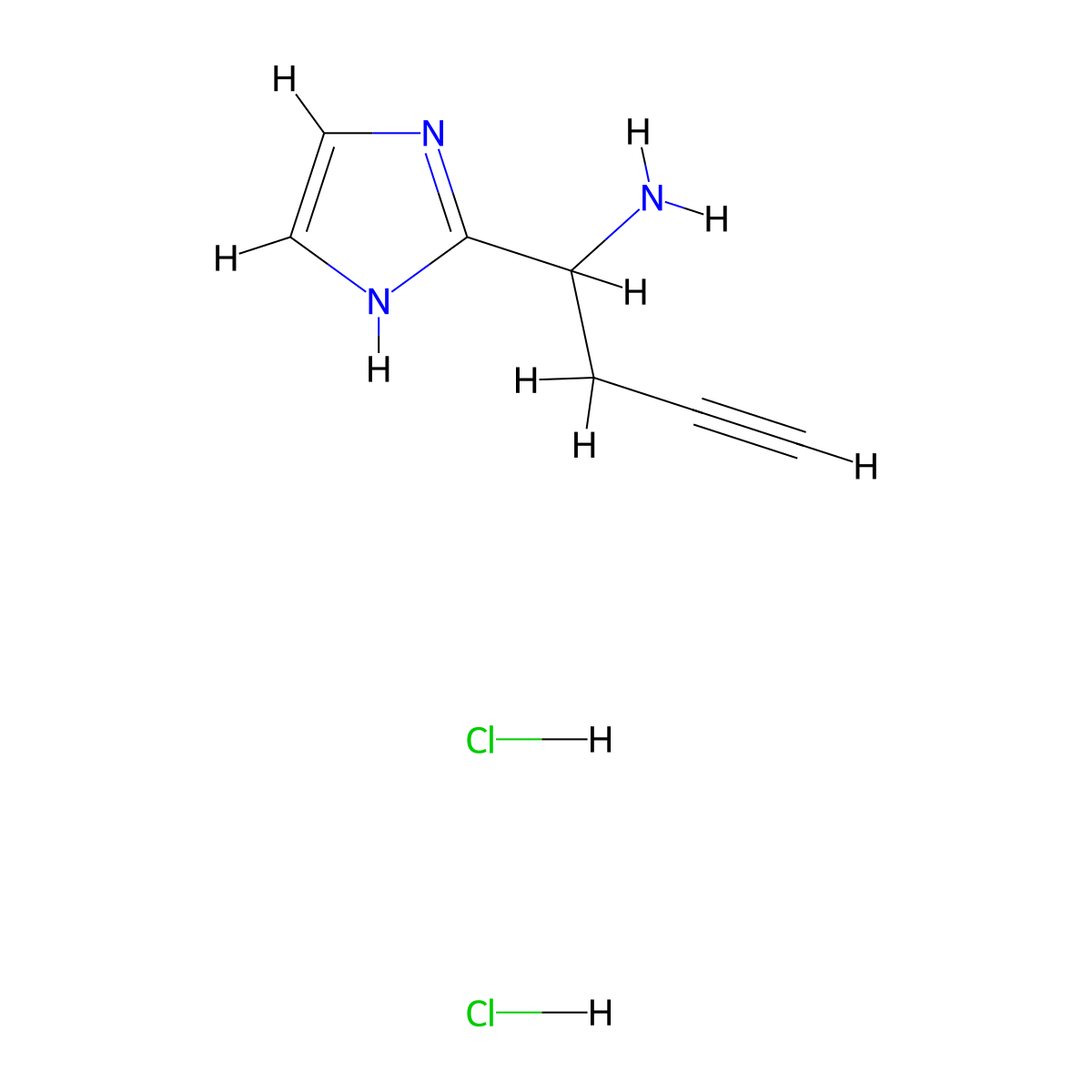 1-(1H-imidazol-2-yl)but-3-yn-1-amine dihydrochloride molecular structure, CAS 2763776-76-5