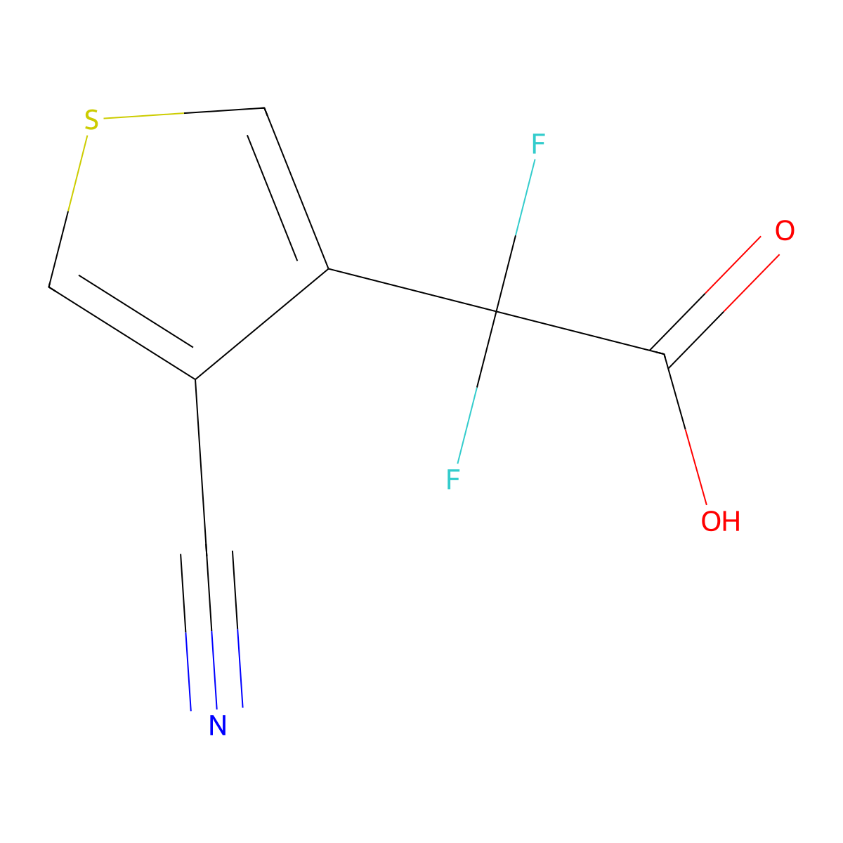 2-(4-Cyanothiophen-3-yl)-2,2-difluoroacetic acid molecular structure, CAS 2763776-88-9