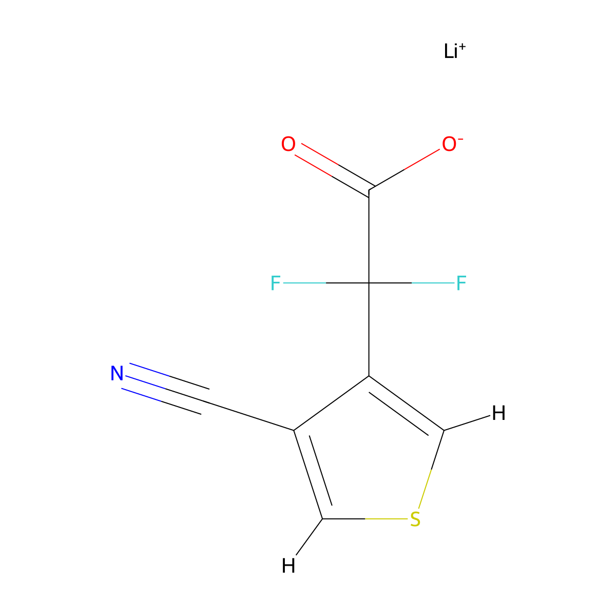 Lithium(1+) 2-(4-cyanothiophen-3-yl)-2,2-difluoroacetate molecular structure, CAS 2763776-89-0