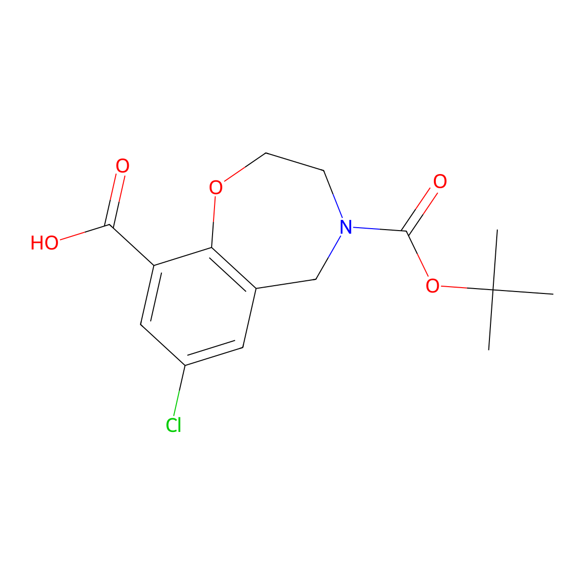 4-[(Tert-butoxy)carbonyl]-7-chloro-2,3,4,5-tetrahydro-1,4-benzoxazepine-9-carboxylic acid molecular structure, CAS 2763776-94-7