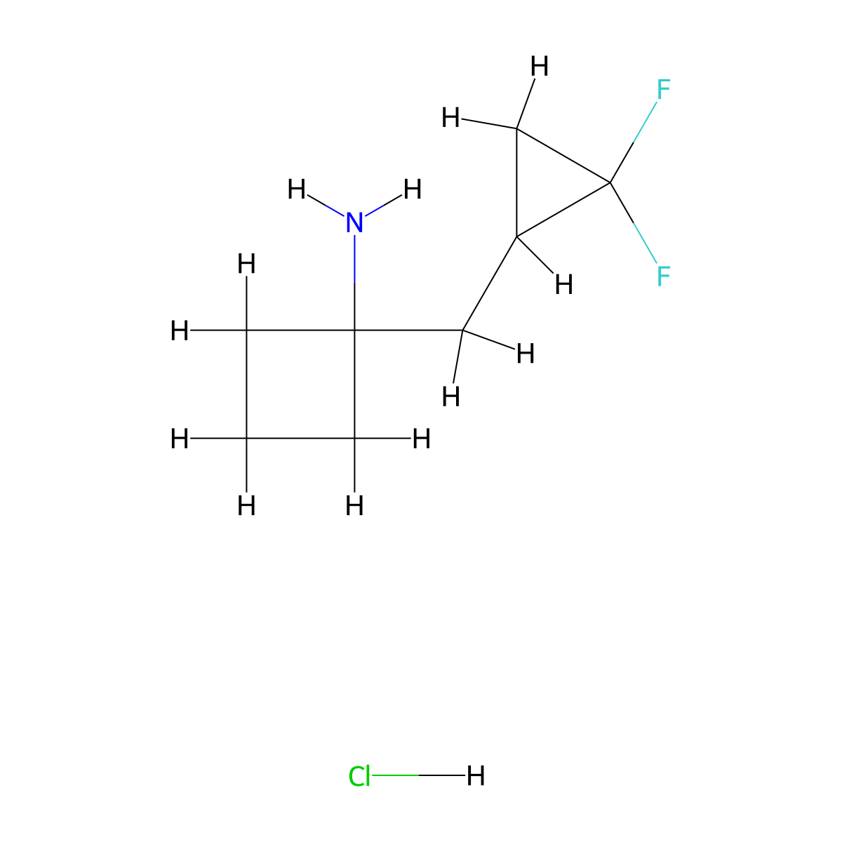 1-[(2,2-Difluorocyclopropyl)methyl]cyclobutan-1-amine hydrochloride molecular structure, CAS 2763777-06-4