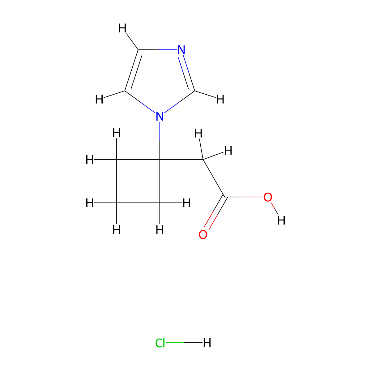 2-(1-(1H-imidazol-1-yl)cyclobutyl)acetic acid hydrochloride molecular structure, CAS 2763777-17-7