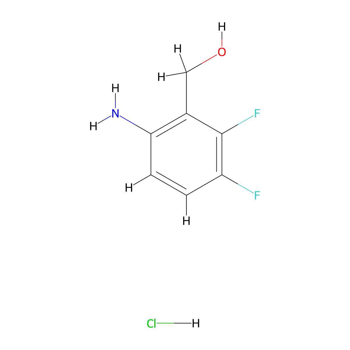 (6-Amino-2,3-difluorophenyl)methanol hydrochloride molecular structure, CAS 2763777-22-4