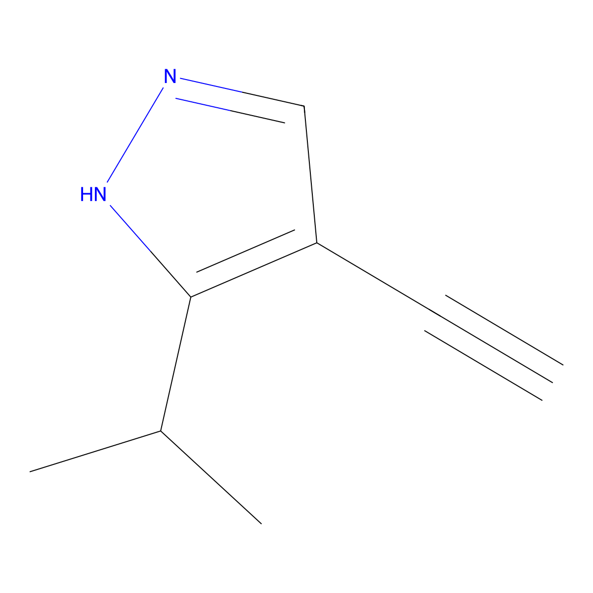 4-ethynyl-3-(propan-2-yl)-1H-pyrazole molecular structure, CAS 2763777-28-0