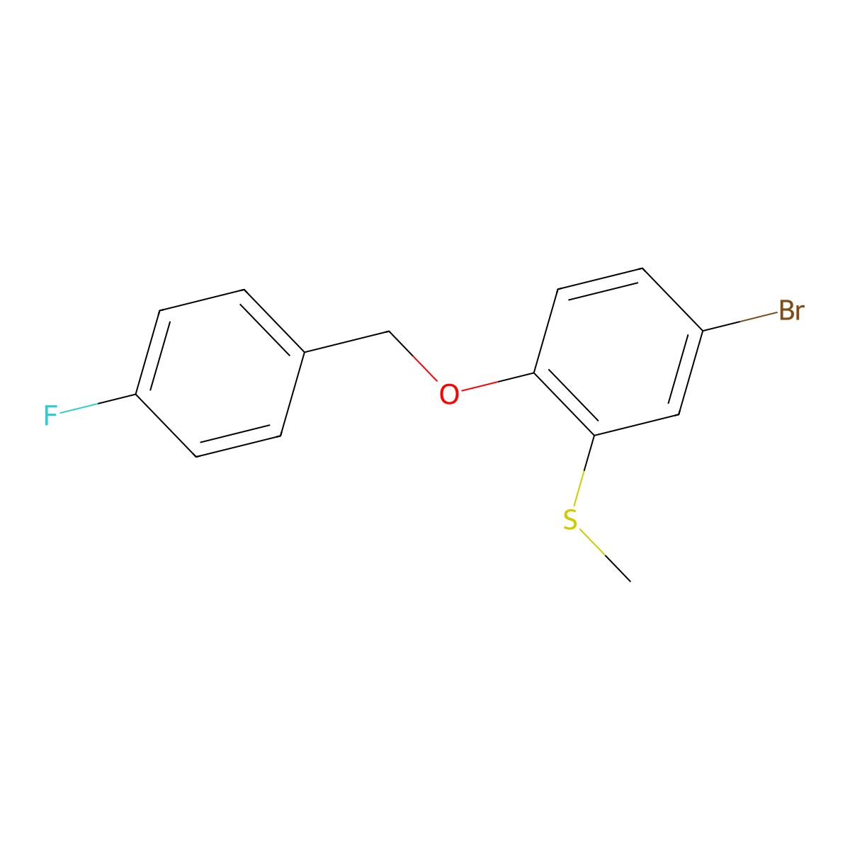 4-Bromo-1-[(4-fluorophenyl)methoxy]-2-(methylsulfanyl)benzene molecular structure, CAS 2763777-31-5