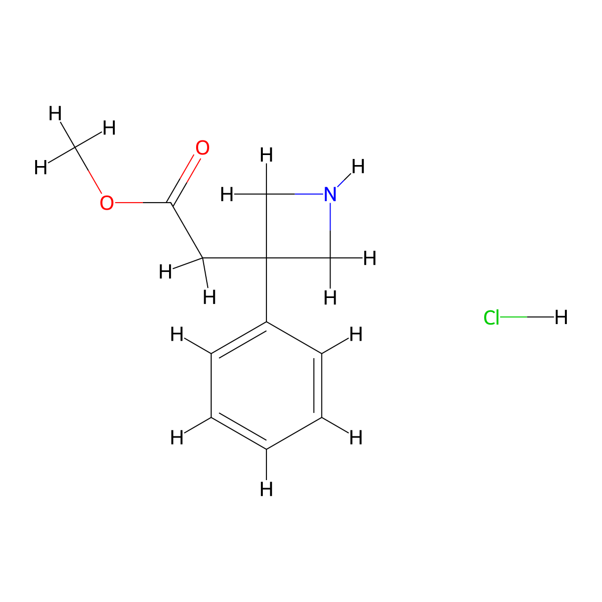 Methyl 2-(3-phenylazetidin-3-yl)acetate hydrochloride molecular structure, CAS 2763777-43-9
