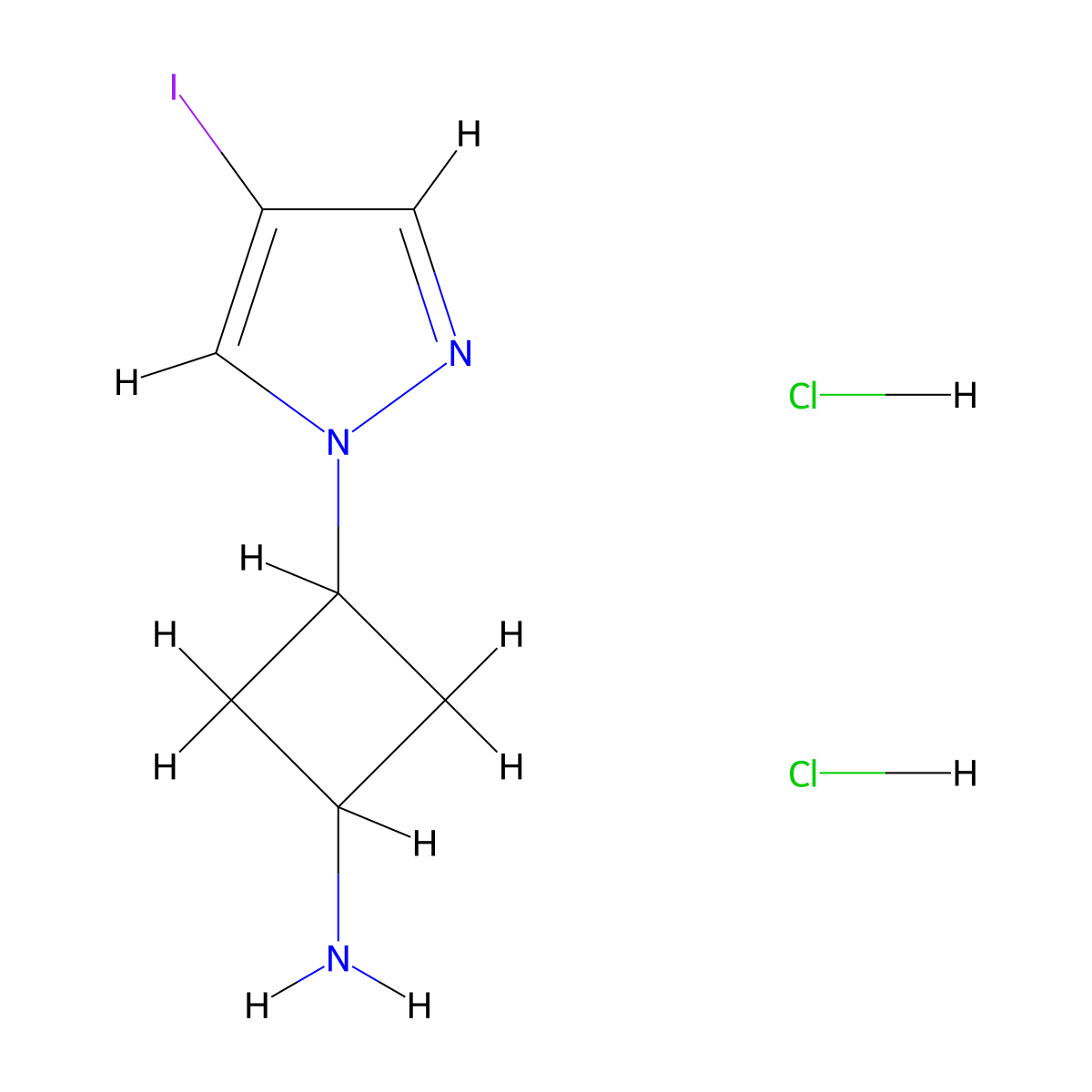 3-(4-iodo-1H-pyrazol-1-yl)cyclobutan-1-amine dihydrochloride, Mixture of diastereomers molecular structure, CAS 2763777-45-1