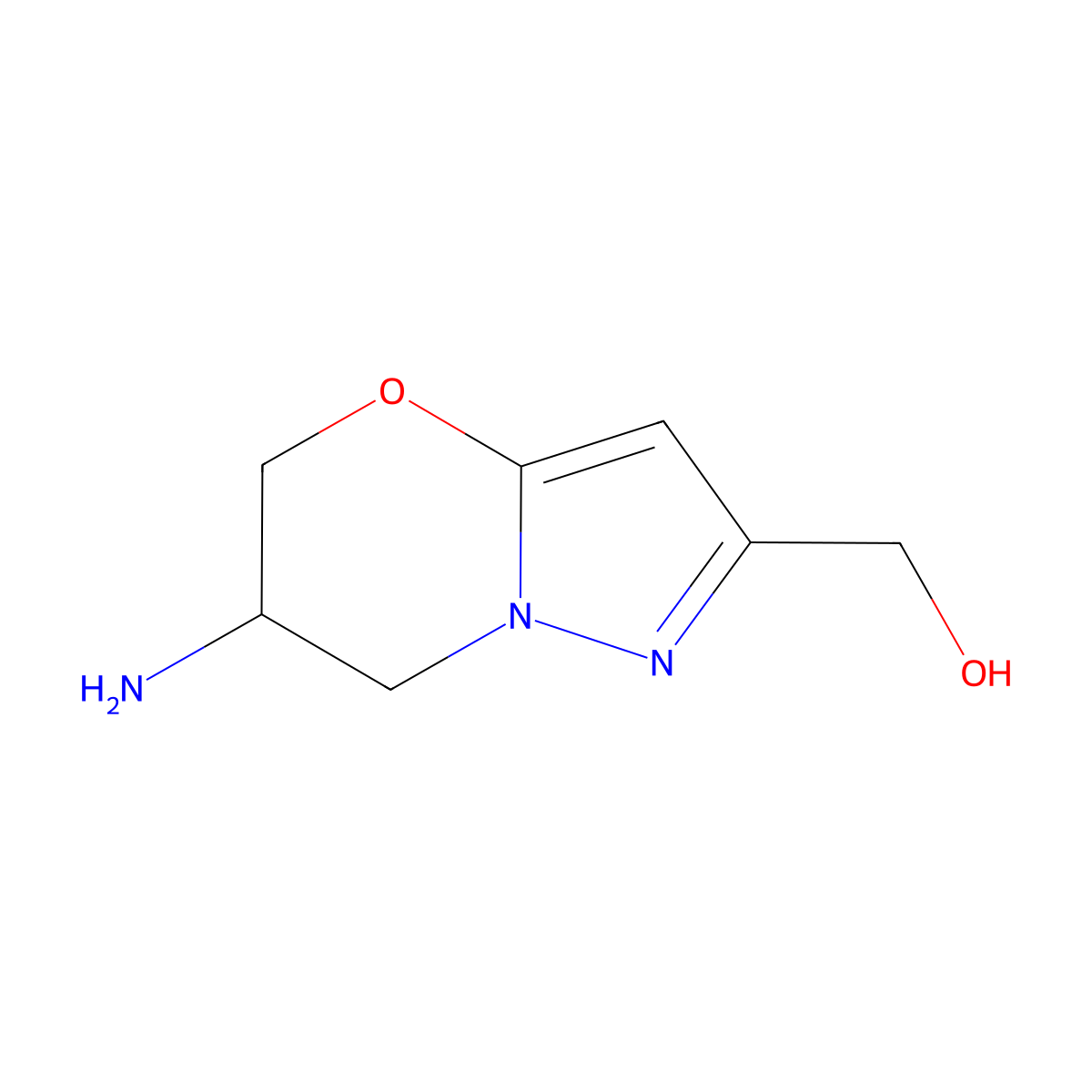 {6-amino-5H,6H,7H-pyrazolo[3,2-b][1,3]oxazin-2-yl}methanol molecular structure, CAS 2763777-49-5