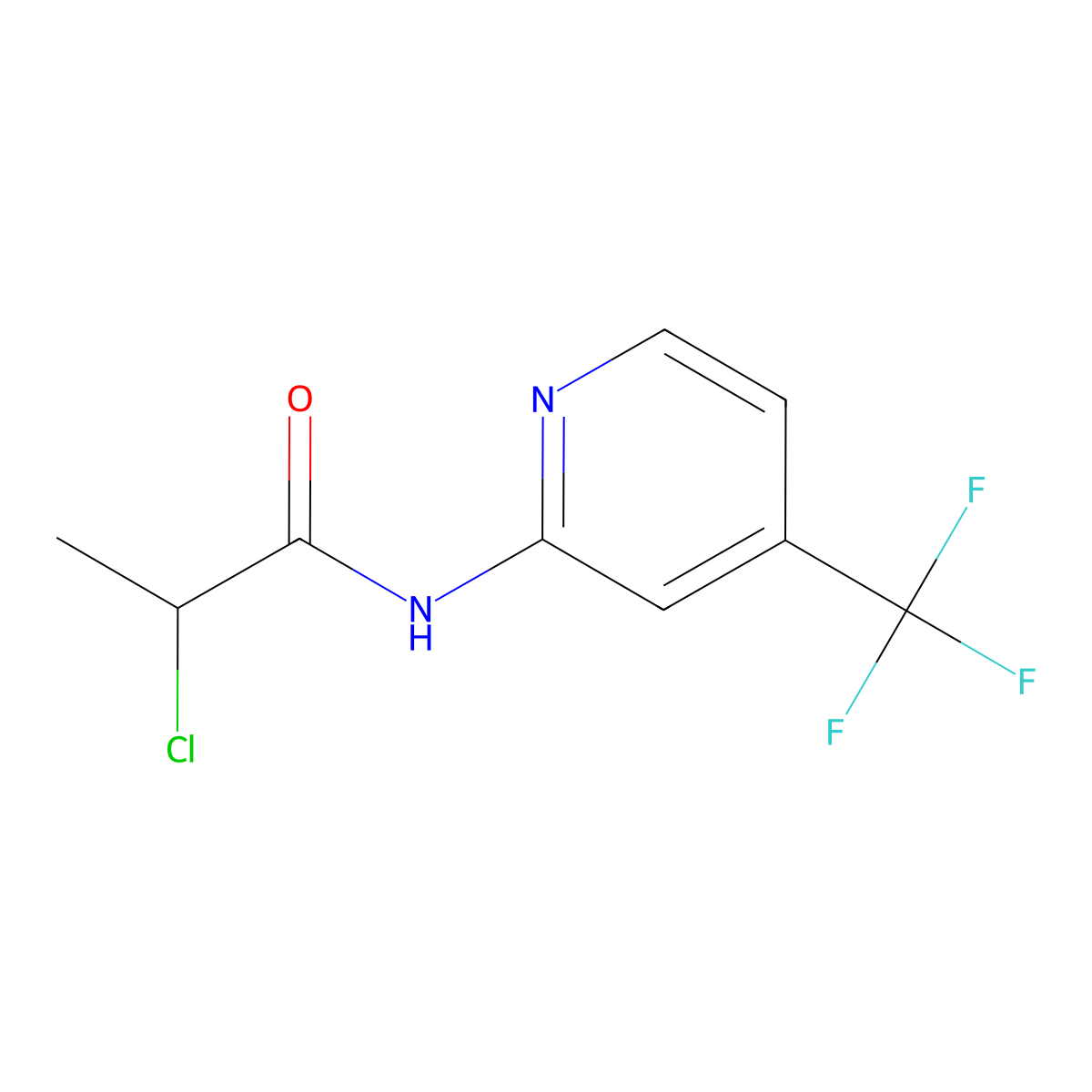 2-chloro-N-[4-(trifluoromethyl)pyridin-2-yl]propanamide molecular structure, CAS 2763777-51-9
