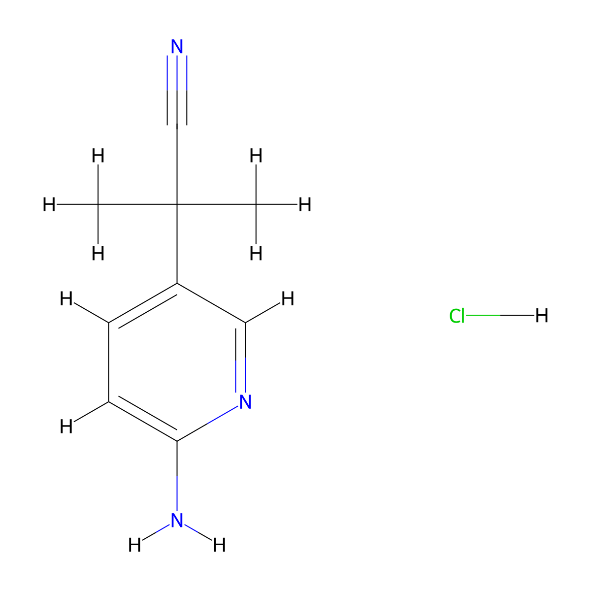 2-(6-Aminopyridin-3-yl)-2-methylpropanenitrile hydrochloride molecular structure, CAS 2763777-52-0