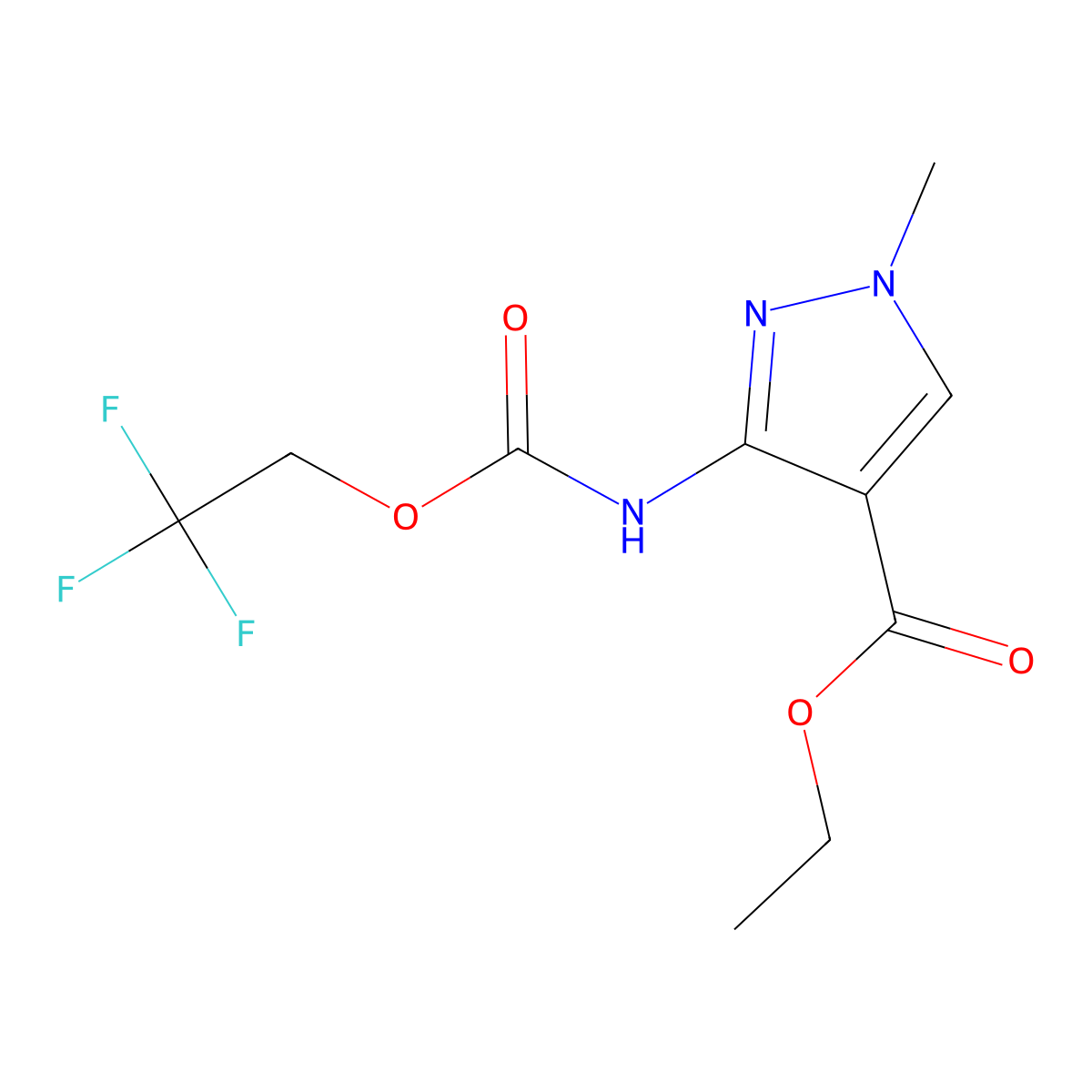 ethyl 1-methyl-3-{[(2,2,2-trifluoroethoxy)carbonyl]amino}-1H-pyrazole-4-carboxylate molecular structure, CAS 2763777-66-6