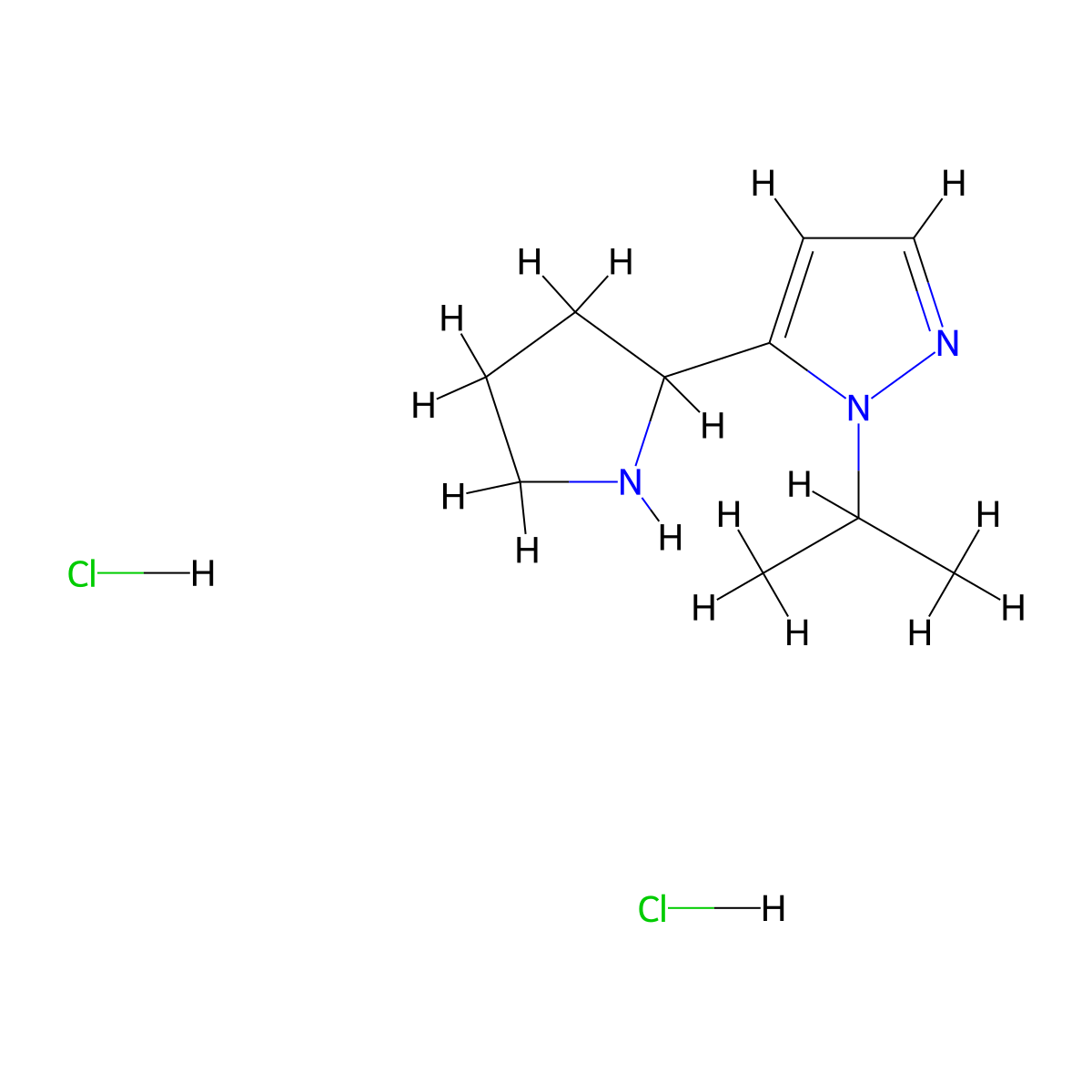 1-(propan-2-yl)-5-(pyrrolidin-2-yl)-1H-pyrazole dihydrochloride molecular structure, CAS 2763777-77-9