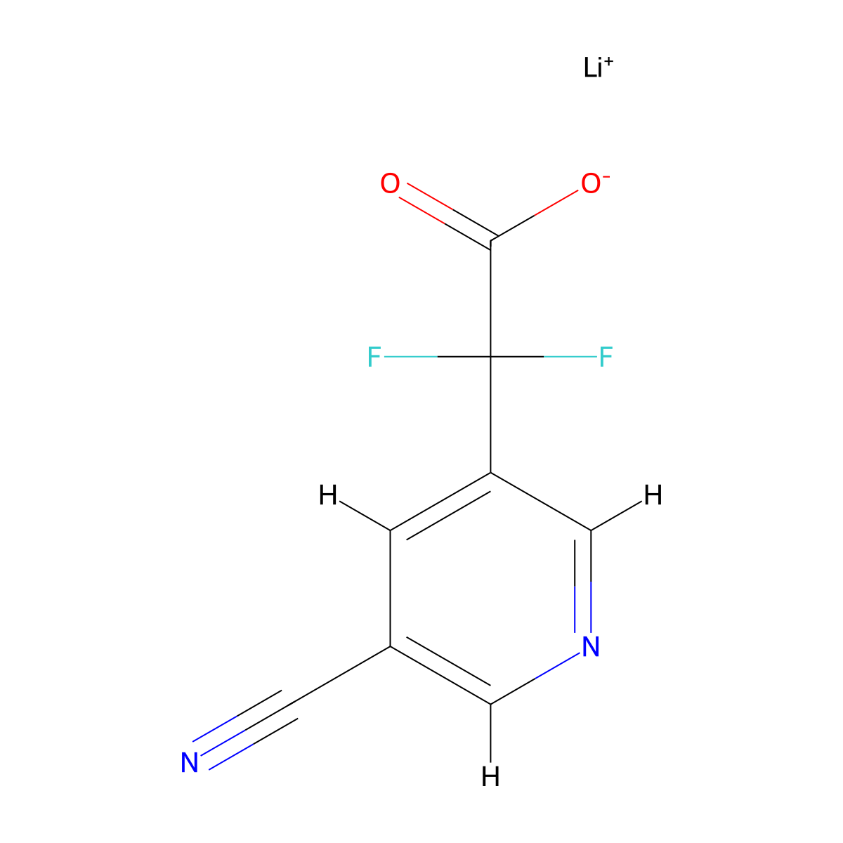 Lithium(1+) 2-(5-cyanopyridin-3-yl)-2,2-difluoroacetate molecular structure, CAS 2763777-78-0
