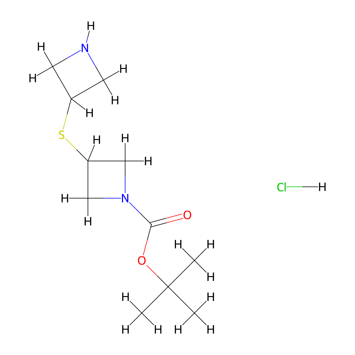 Tert-butyl 3-(azetidin-3-ylsulfanyl)azetidine-1-carboxylate hydrochloride molecular structure, CAS 2763778-97-6