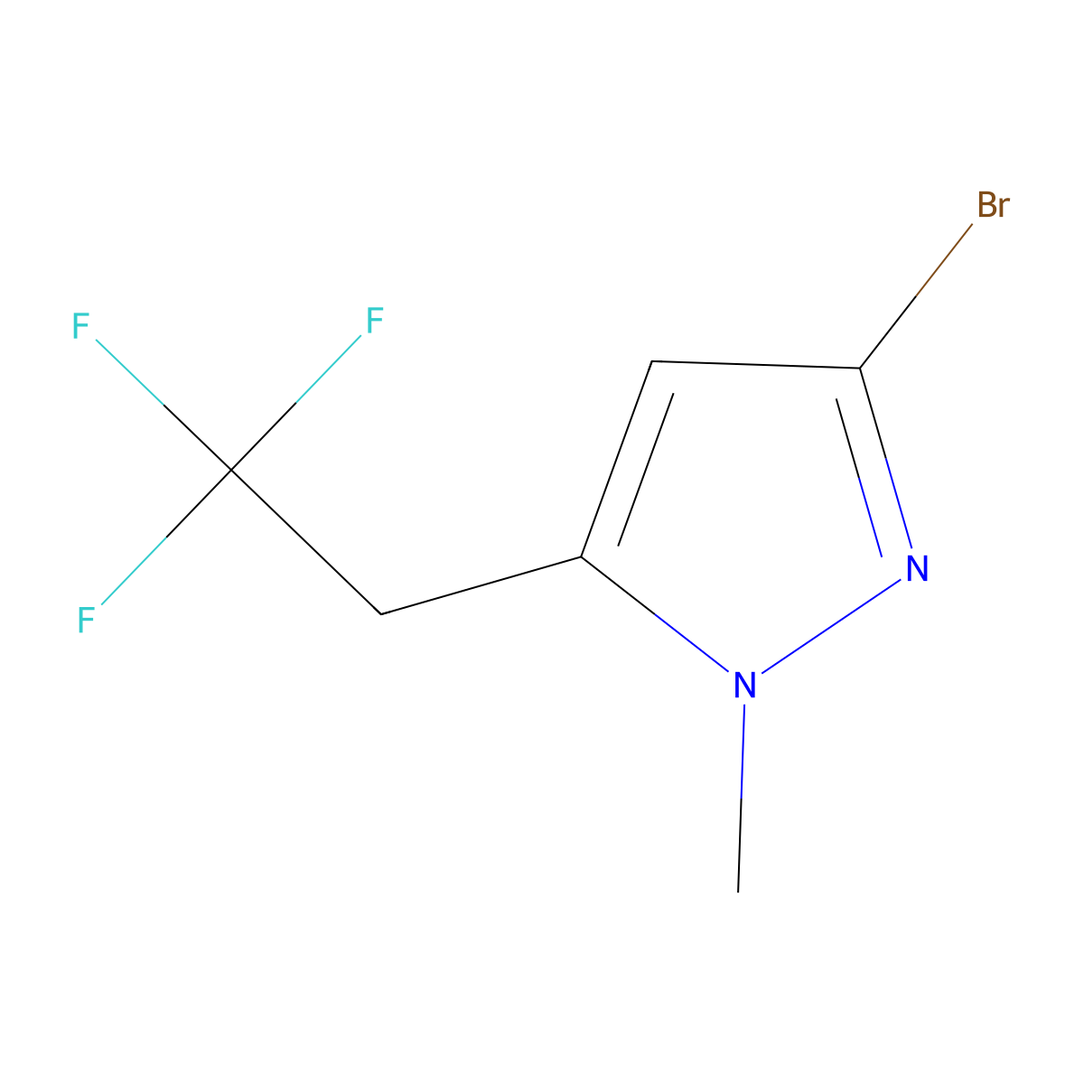 3-bromo-1-methyl-5-(2,2,2-trifluoroethyl)-1H-pyrazole molecular structure, CAS 2763778-98-7