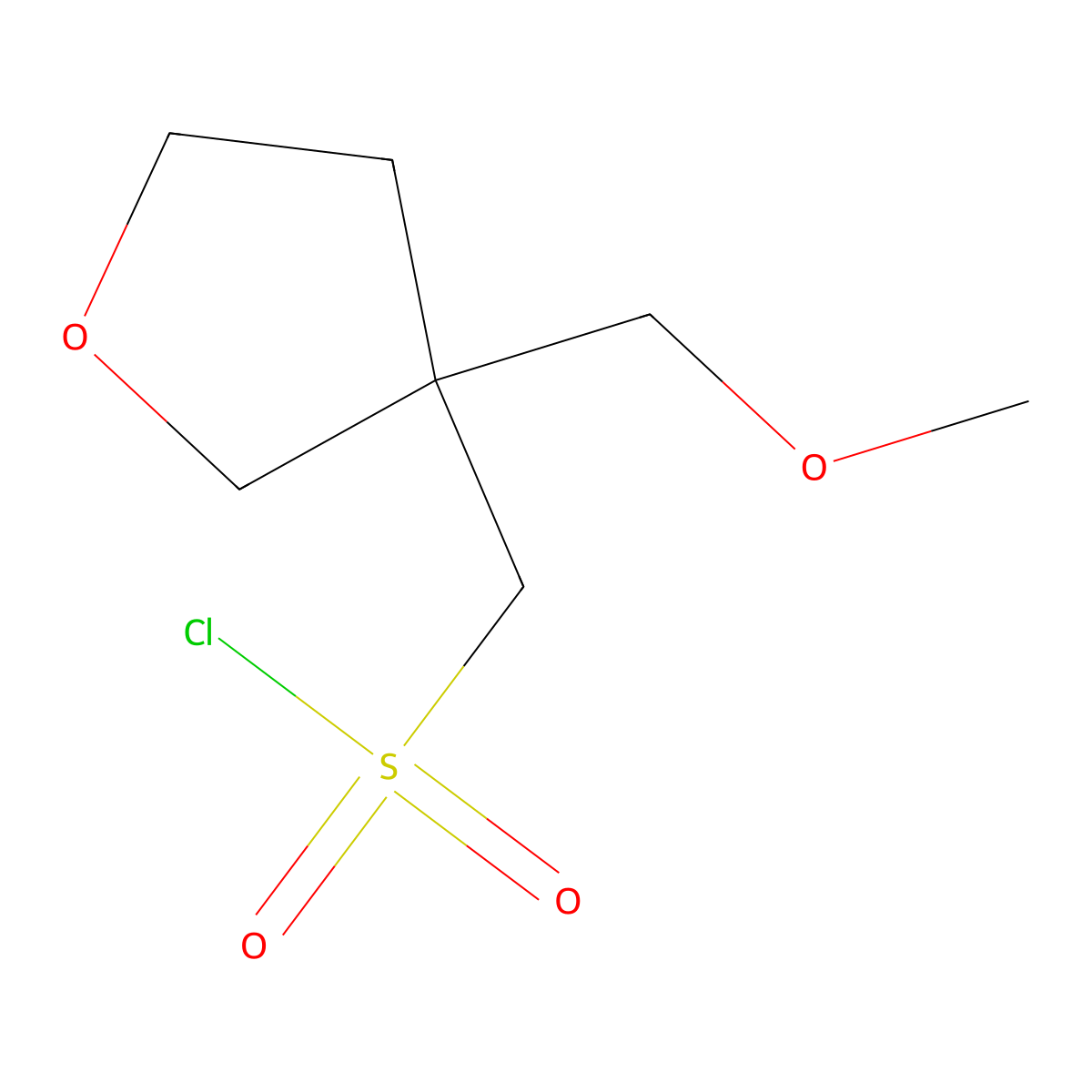 [3-(Methoxymethyl)oxolan-3-yl]methanesulfonyl chloride molecular structure, CAS 2763779-01-5