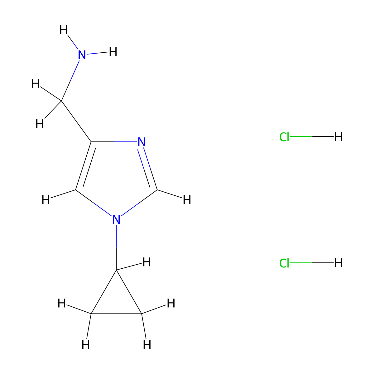 1-(1-cyclopropyl-1H-imidazol-4-yl)methanamine dihydrochloride molecular structure, CAS 2763779-06-0