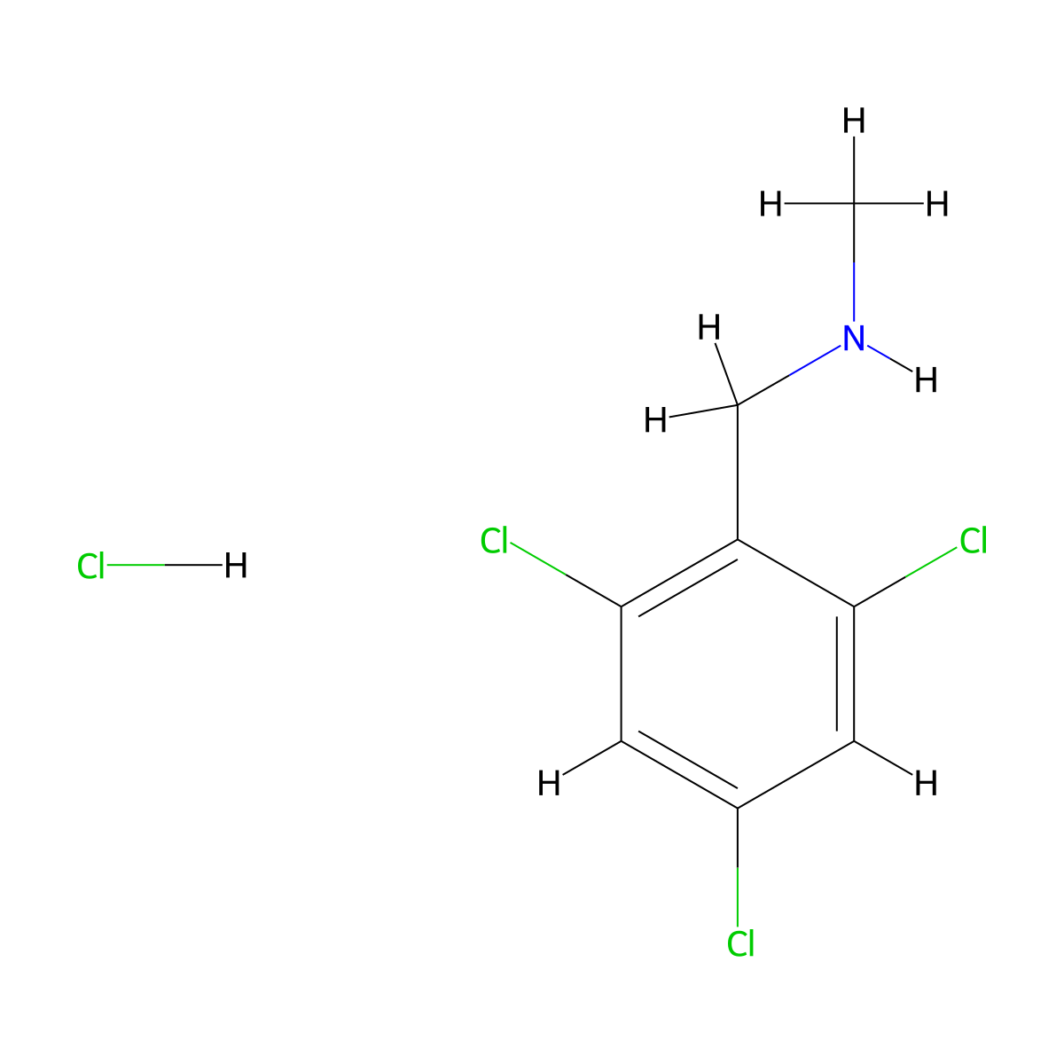 Methyl[(2,4,6-trichlorophenyl)methyl]amine hydrochloride molecular structure, CAS 2763779-08-2