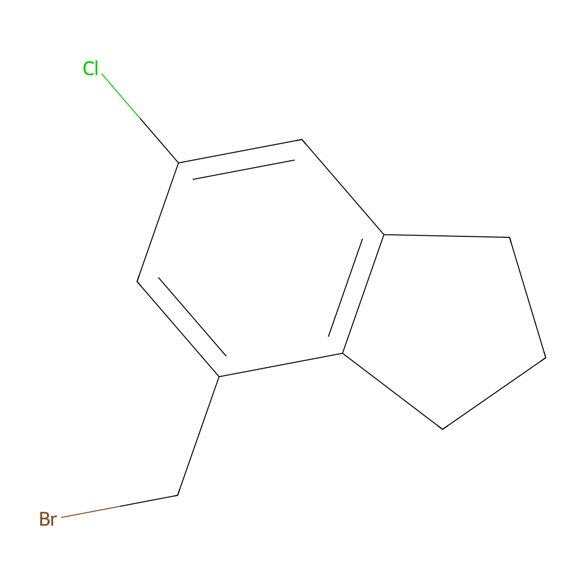 4-(bromomethyl)-6-chloro-2,3-dihydro-1H-indene molecular structure, CAS 2763779-09-3