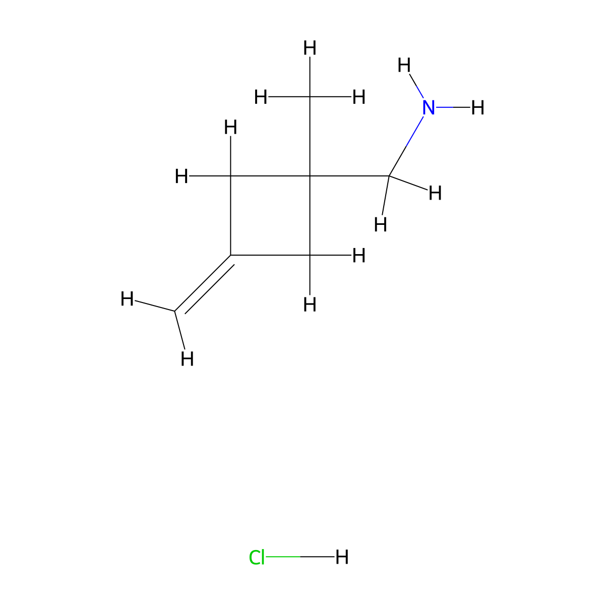 1-(1-Methyl-3-methylidenecyclobutyl)methanamine hydrochloride molecular structure, CAS 2763779-12-8