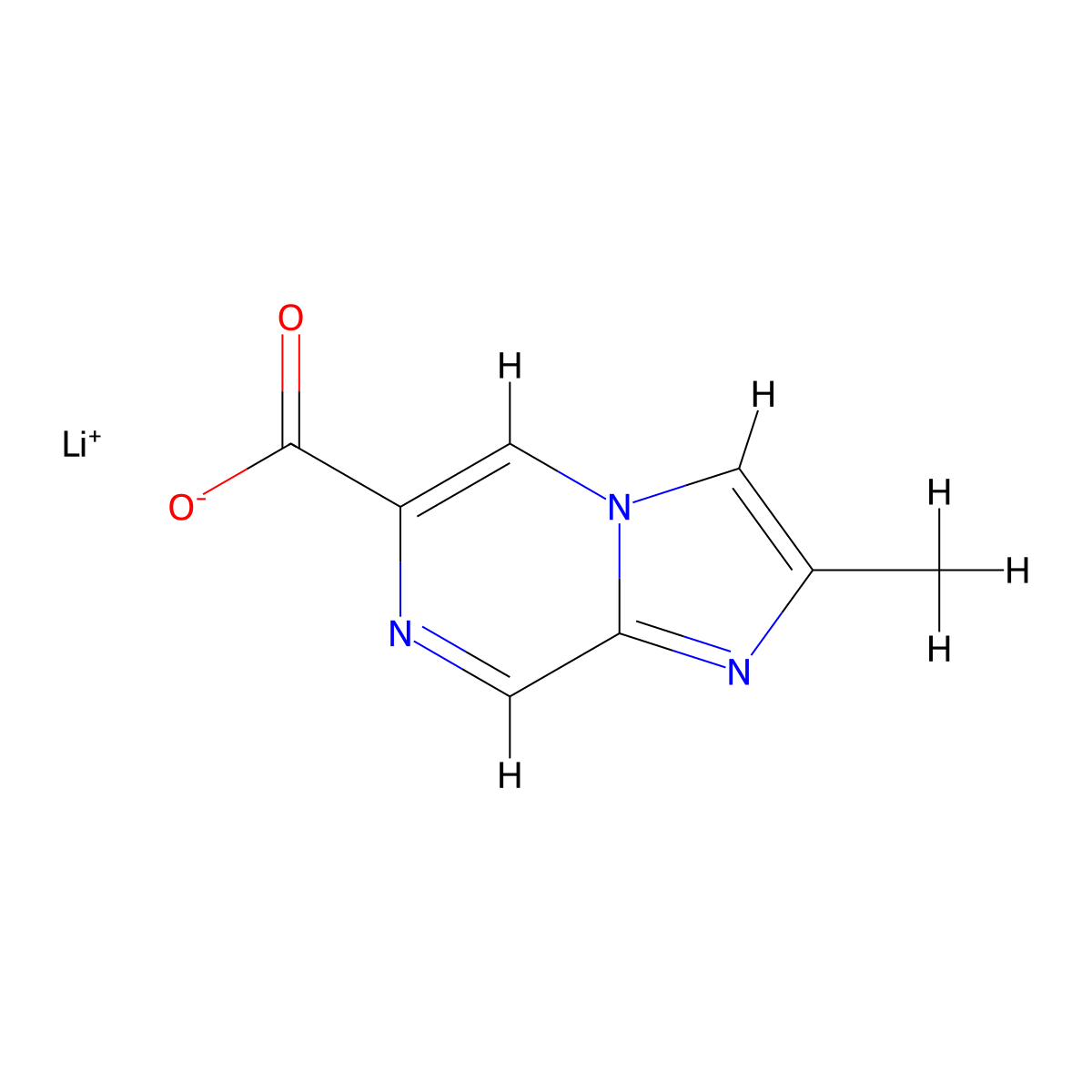 Lithium(1+) 2-methylimidazo[1,2-a]pyrazine-6-carboxylate molecular structure, CAS 2763779-13-9
