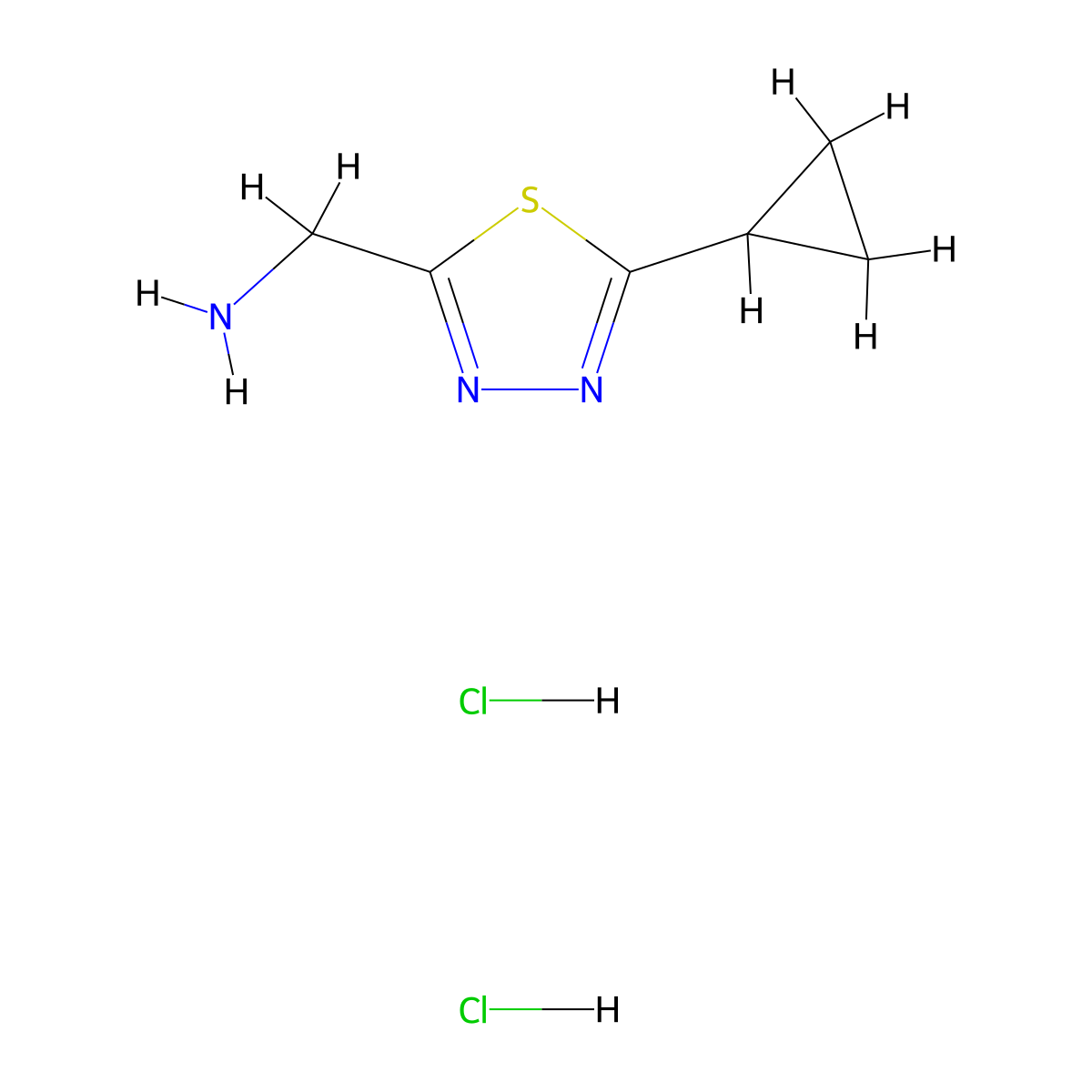 1-(5-Cyclopropyl-1,3,4-thiadiazol-2-yl)methanamine dihydrochloride molecular structure, CAS 2763779-17-3