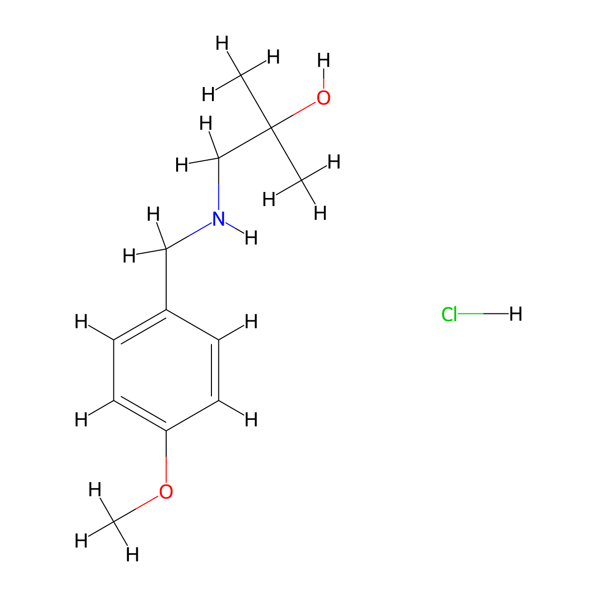 1-(((4-Methoxyphenyl)methyl)amino)-2-methylpropan-2-ol hydrochloride molecular structure, CAS 2763779-33-3