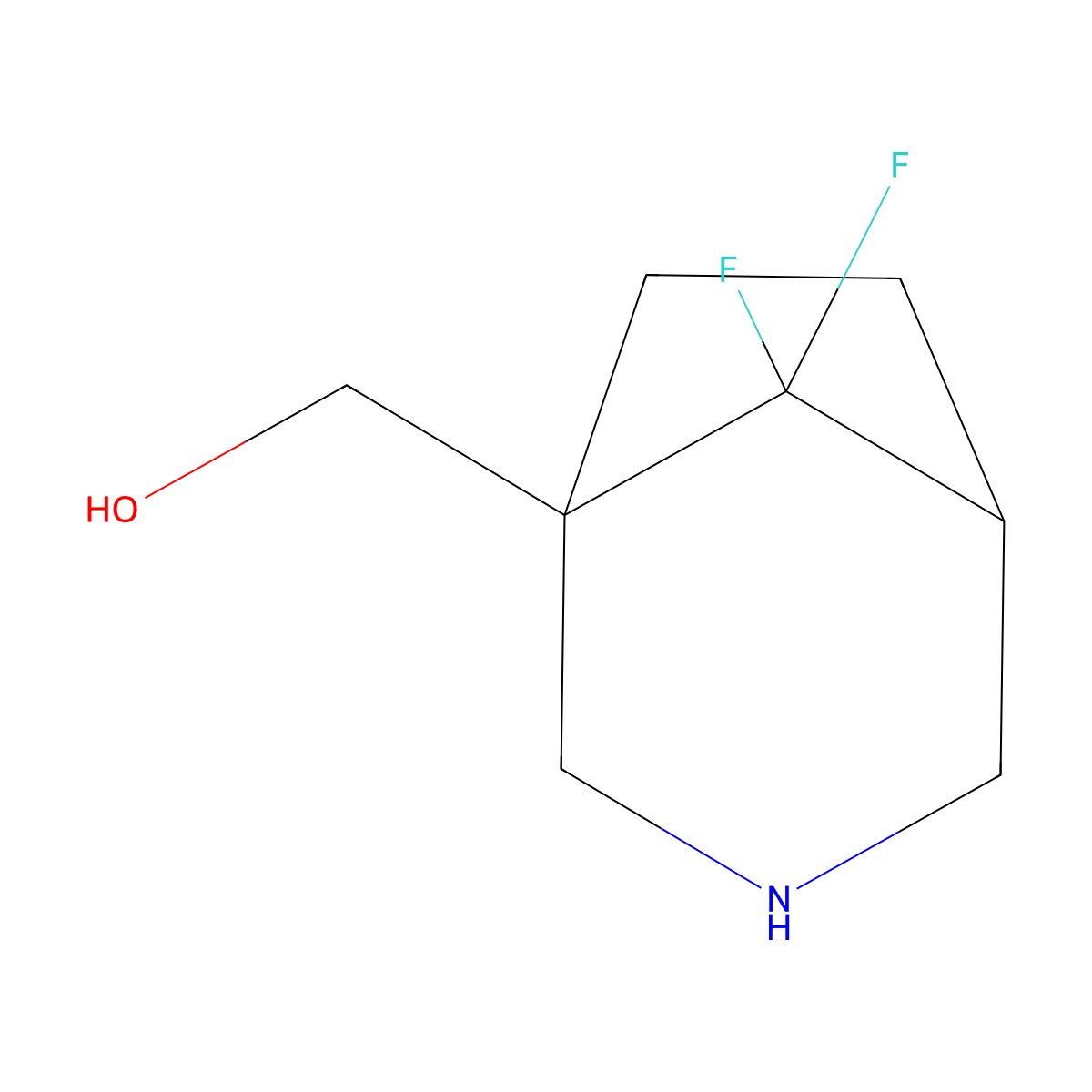 (8,8-Difluoro-3-azabicyclo[3.2.1]octan-1-yl)methanol molecular structure, CAS 2763779-34-4