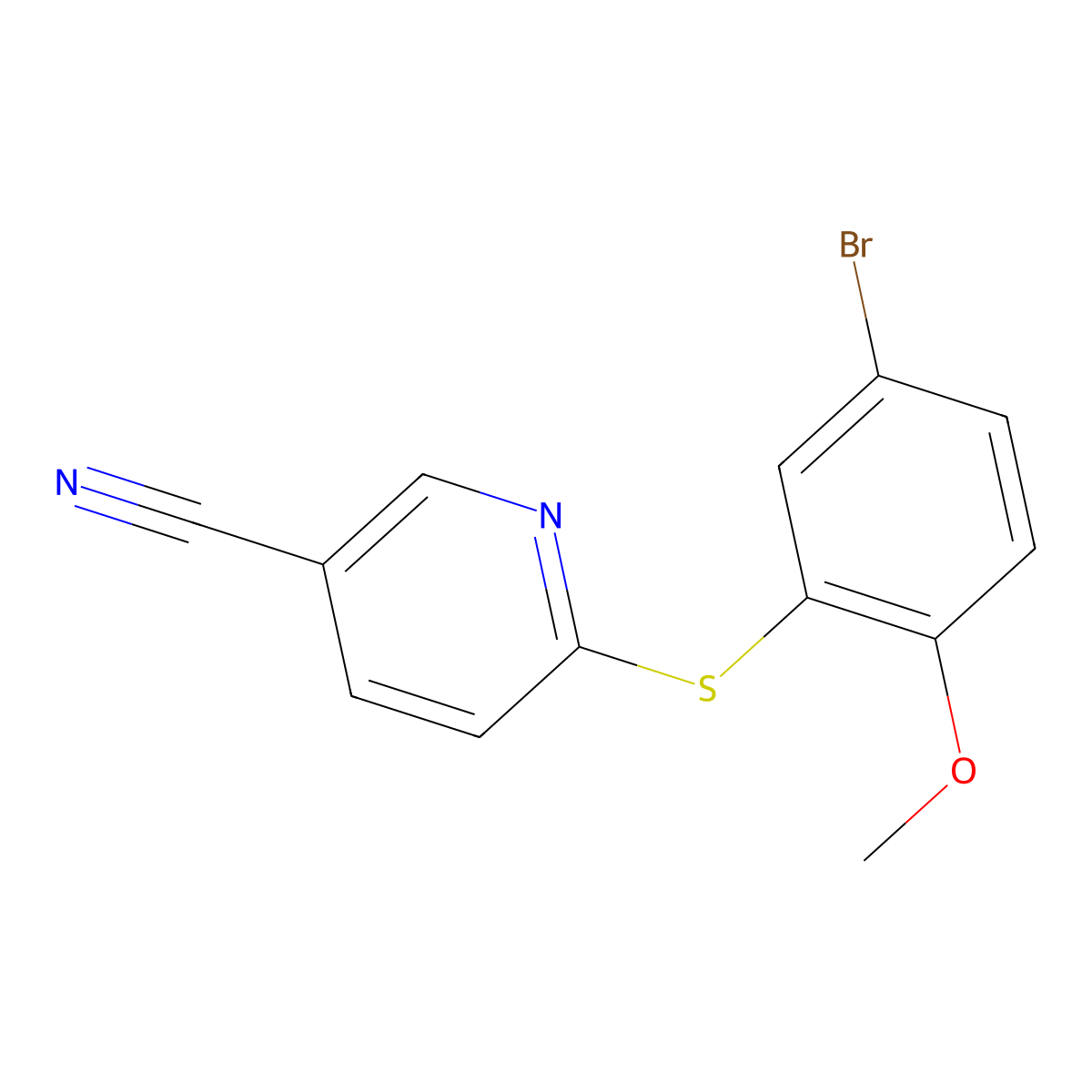 6-[(5-Bromo-2-methoxyphenyl)sulfanyl]pyridine-3-carbonitrile molecular structure, CAS 2763779-36-6