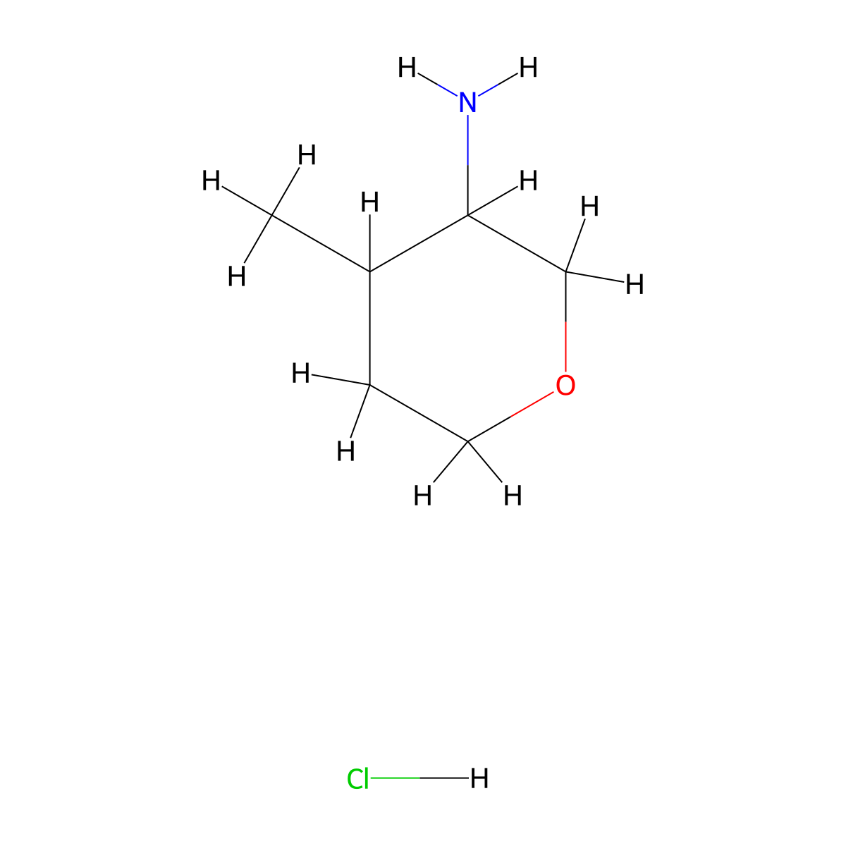 4-Methyloxan-3-amine hydrochloride molecular structure, CAS 2763779-38-8