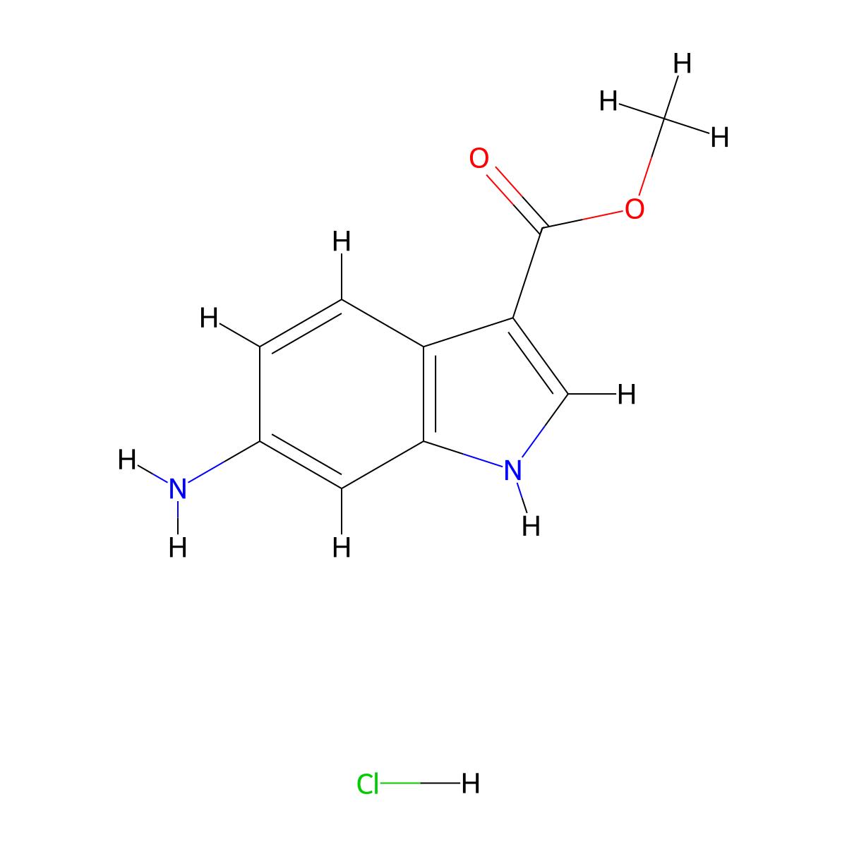 methyl 6-amino-1H-indole-3-carboxylate hydrochloride molecular structure, CAS 2763779-42-4