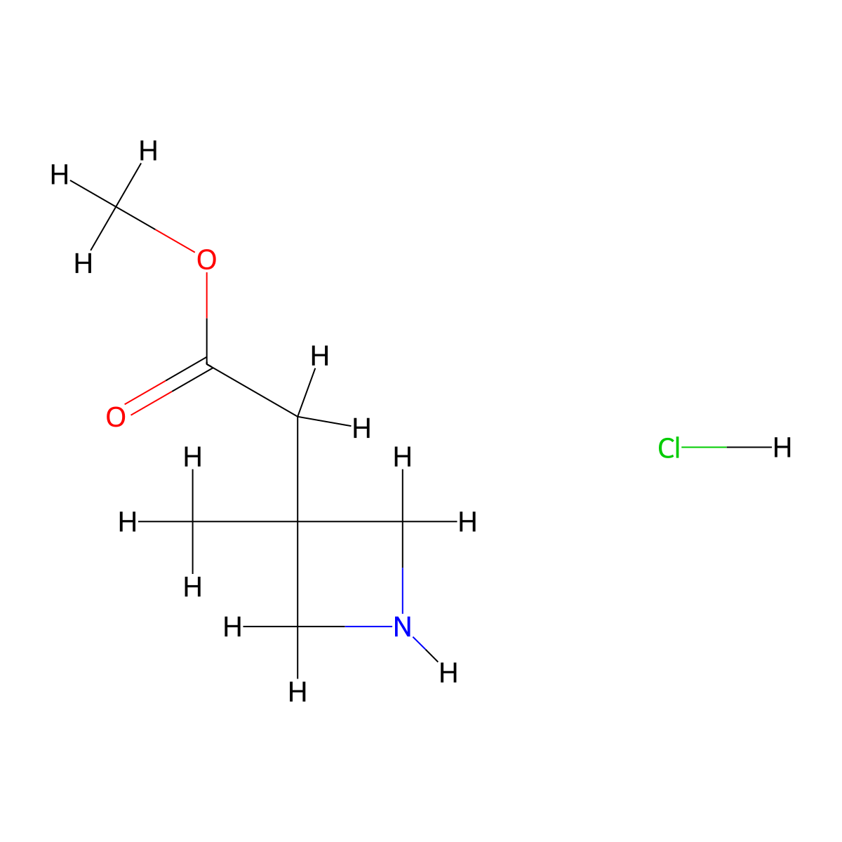 Methyl 2-(3-methylazetidin-3-yl)acetate hydrochloride molecular structure, CAS 2763779-52-6