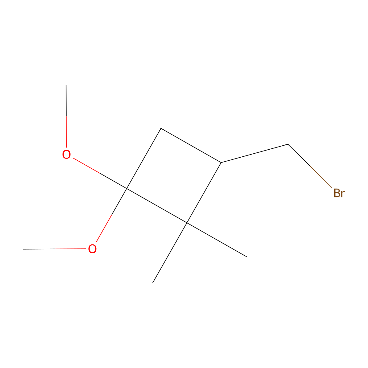 3-(Bromomethyl)-1,1-dimethoxy-2,2-dimethylcyclobutane molecular structure, CAS 2763779-56-0