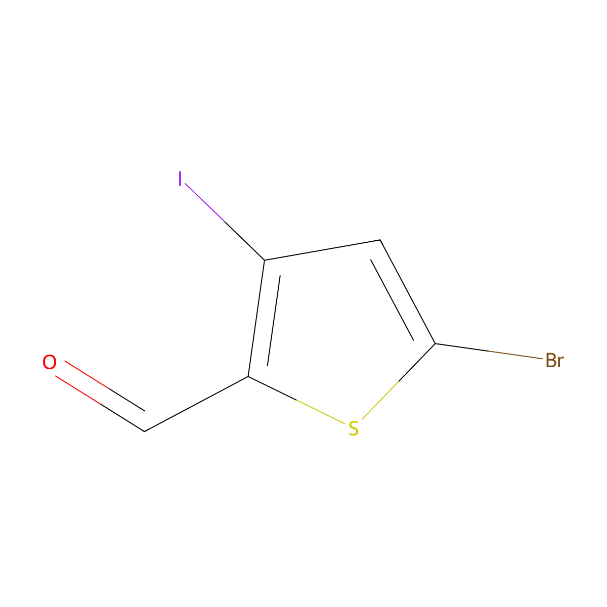 5-Bromo-3-iodothiophene-2-carbaldehyde molecular structure, CAS 2763779-59-3